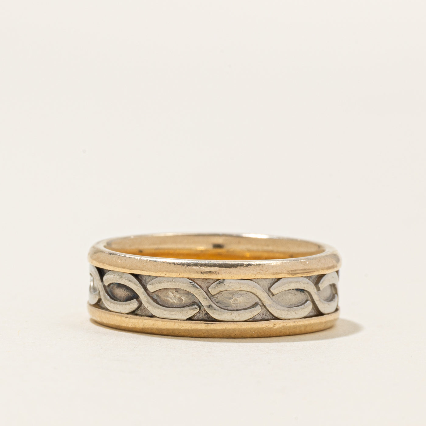 10k Two Tone Gold Woven Design Band | 6.50mm | SZ 8