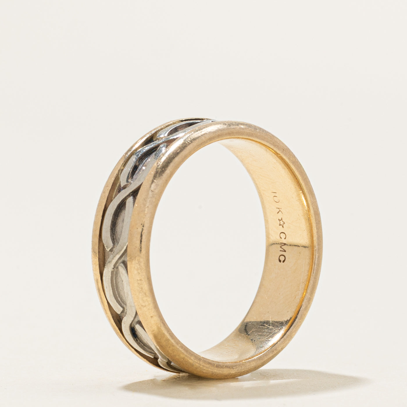 10k Two Tone Gold Woven Design Band | 6.50mm | SZ 8