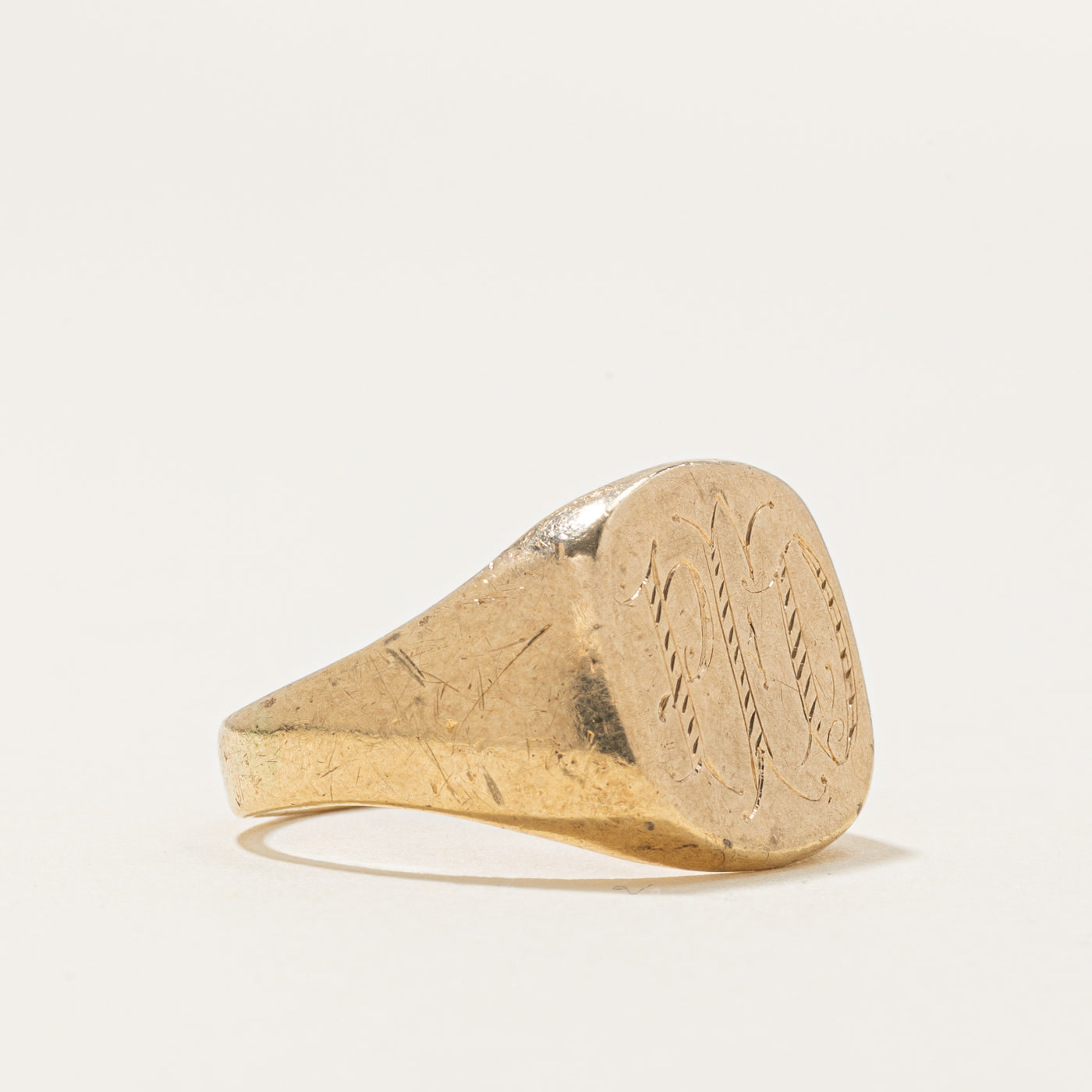 10k Yellow Gold "PED" Initial Signet Ring | SZ 7.5