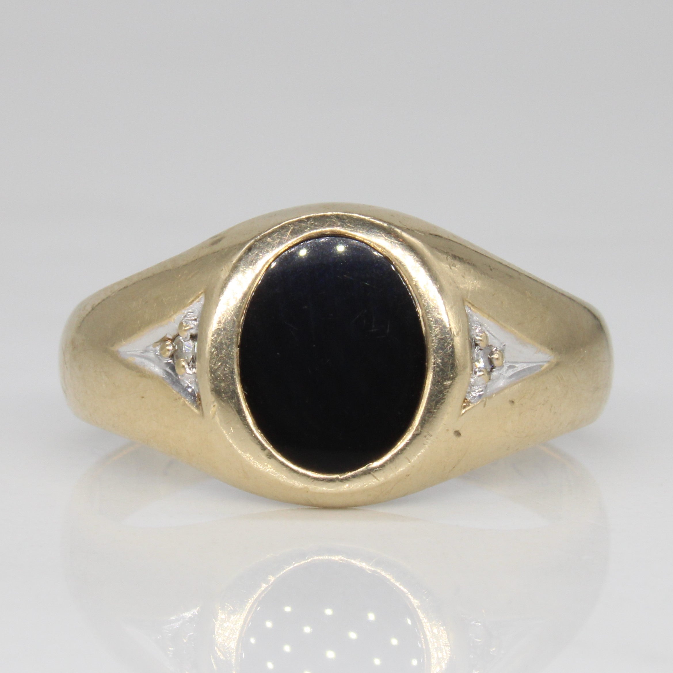 Onyx & Diamond Cocktail Ring | 1.20ct, 0.02ctw | SZ 10.5 |