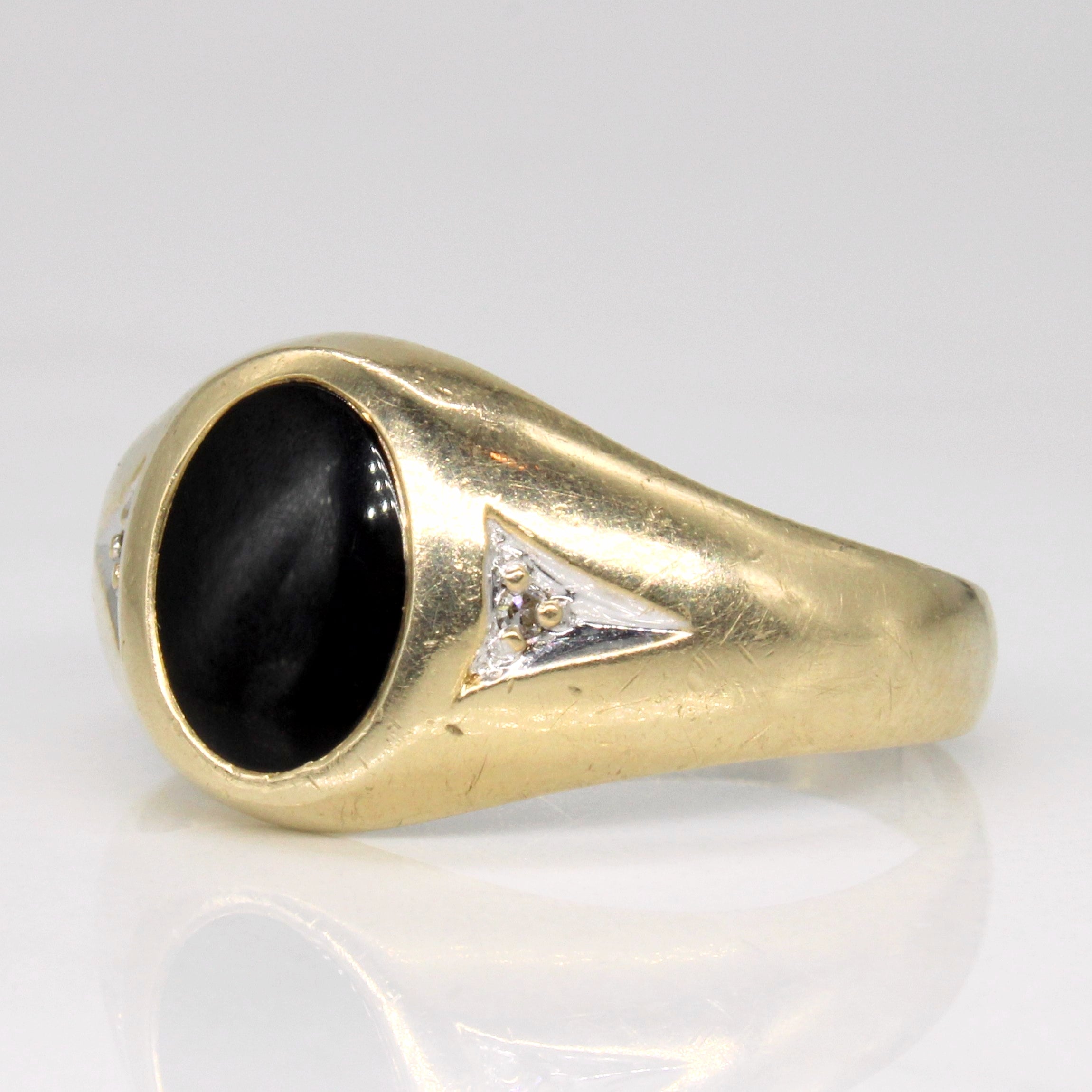 Onyx & Diamond Cocktail Ring | 1.20ct, 0.02ctw | SZ 10.5 |