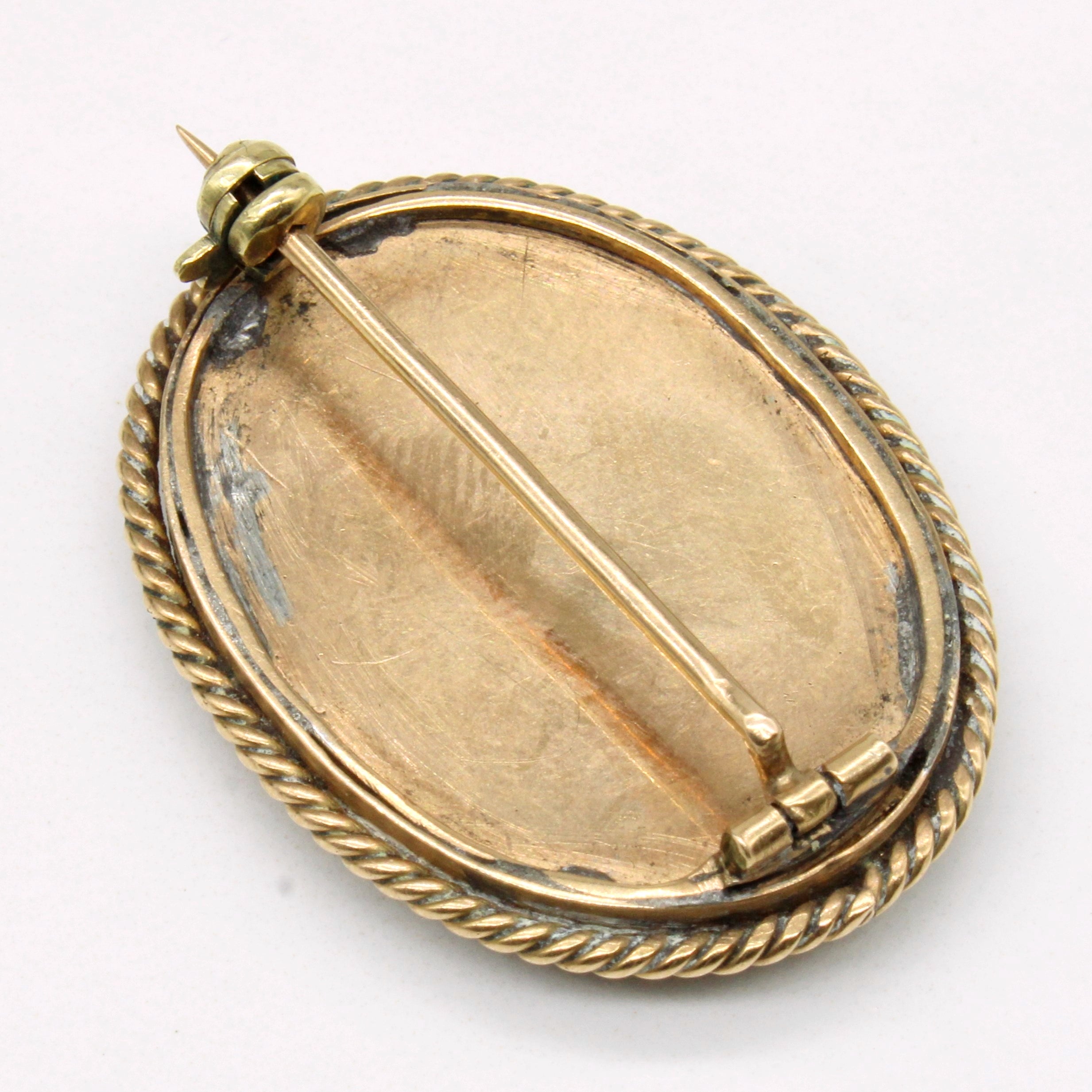 Hand Painted Portrait Brooch 14k