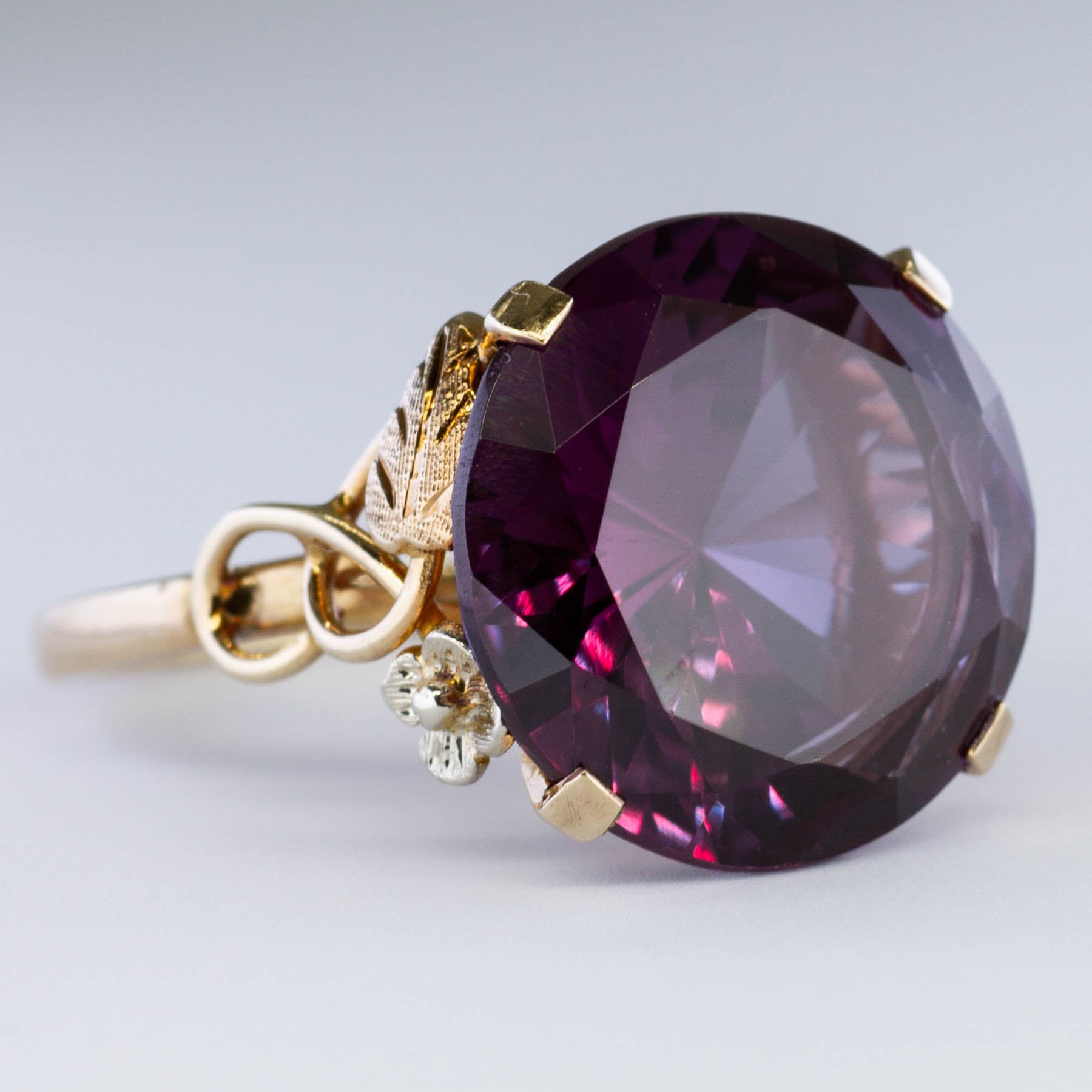 Birks' Retro Synthetic Purple Sapphire Cocktail Ring | 13.50ct | SZ 8.25 |