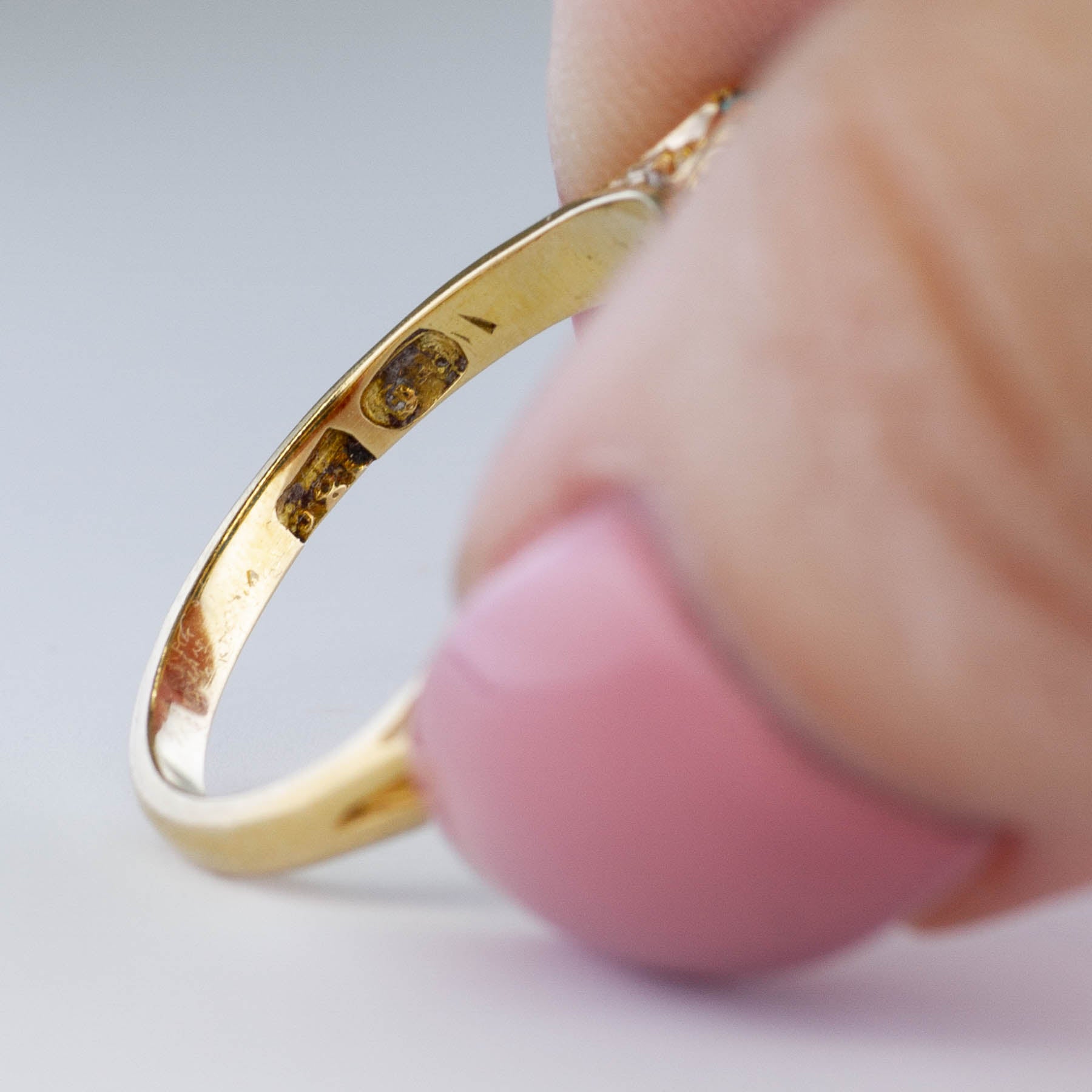Bague turquoise et diamant de l’ère géorgienne | 0,08 carat, taille 6,5 |