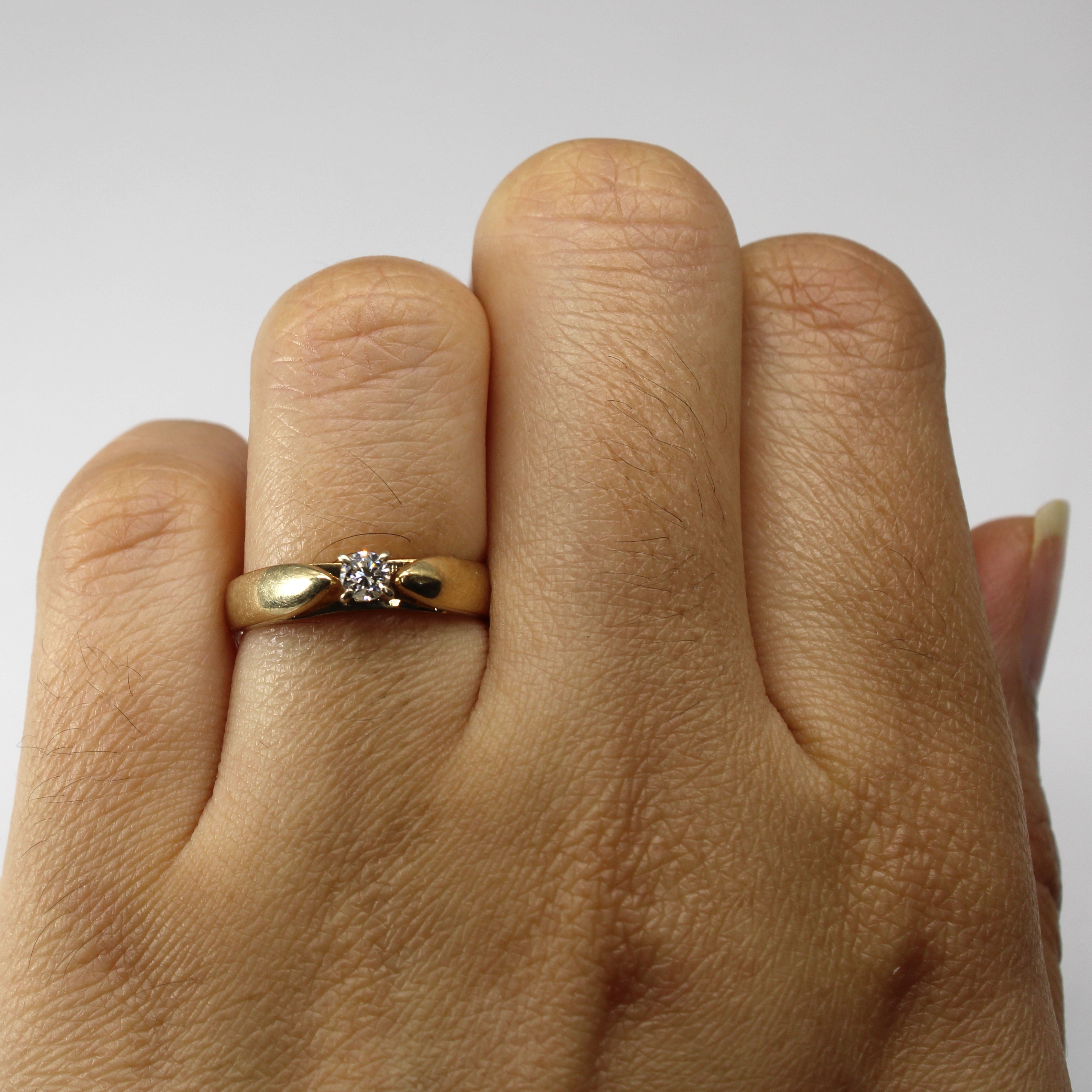 Solitaire Diamond Yellow Gold Ring | 0.12ct | SZ 5.75 |