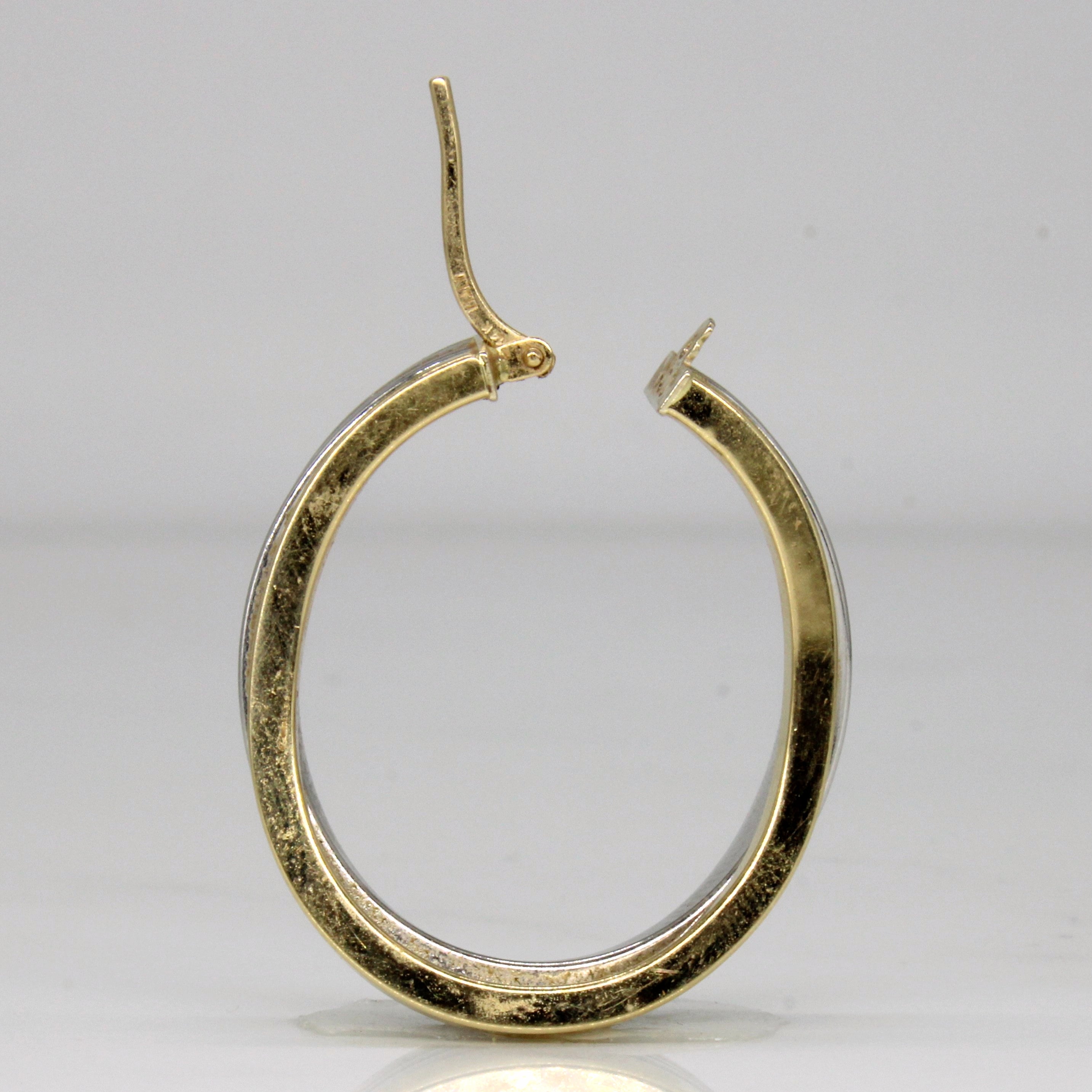 14k Two Tone Gold Hoop Earrings