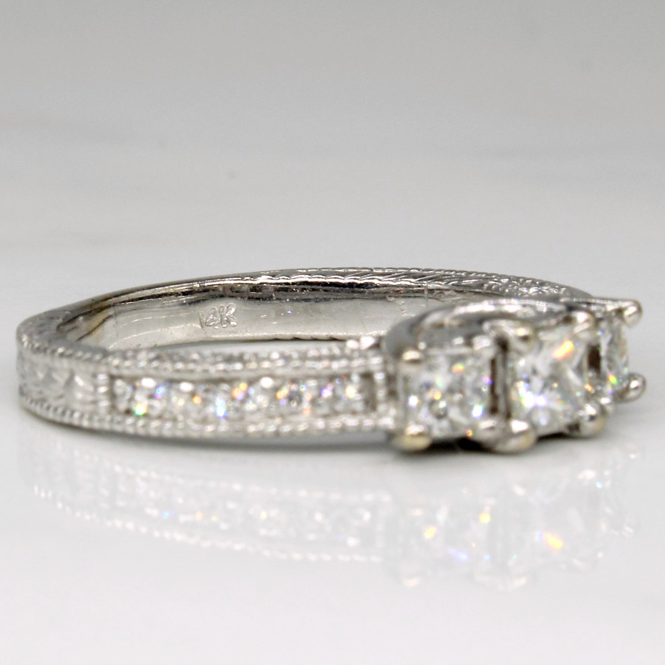 Ornate Diamond Engagement Ring | 0.80ctw | SZ 7.25 |