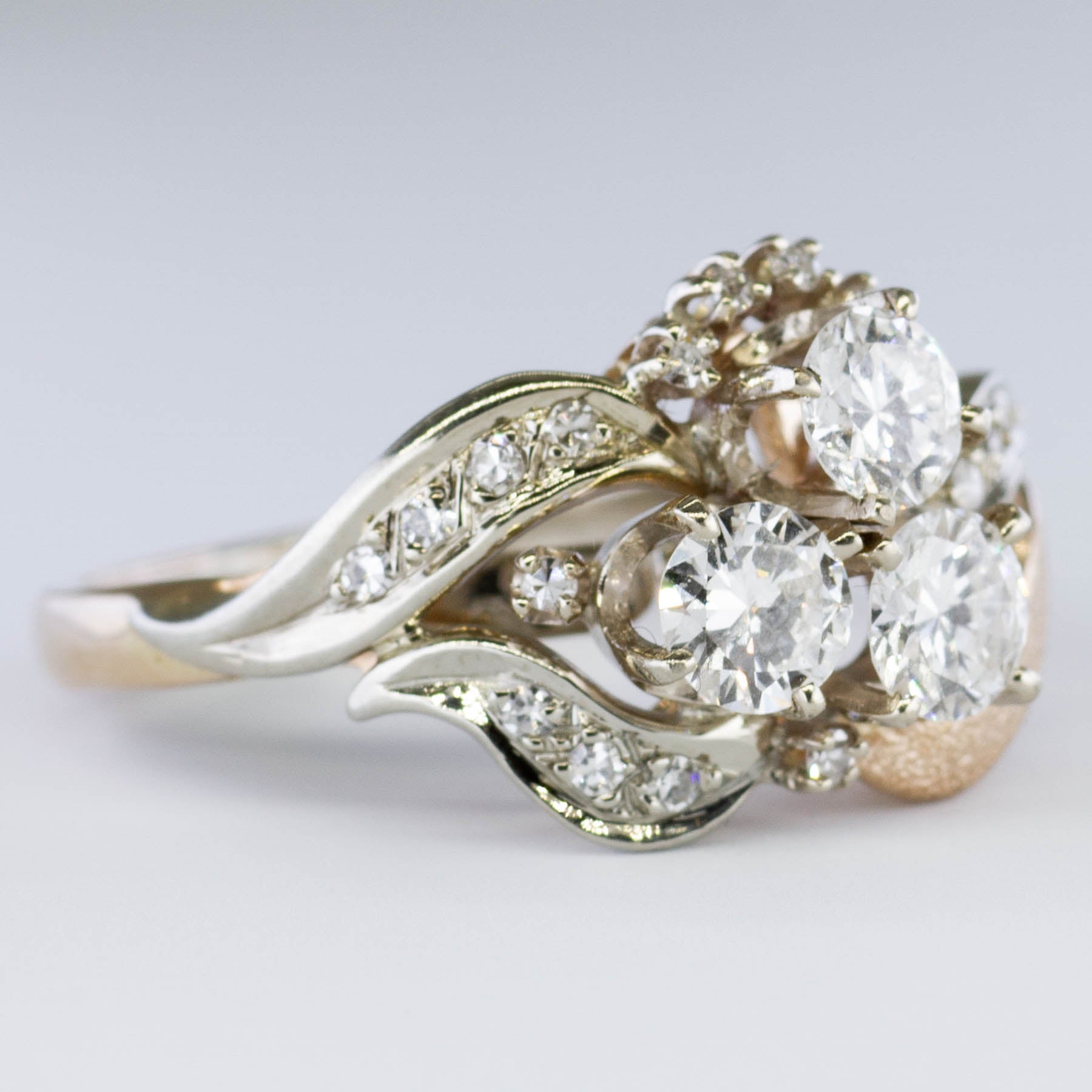 Bague de fiançailles vintage à trois diamants | 1,39 ct au total | Taille 8,5 |