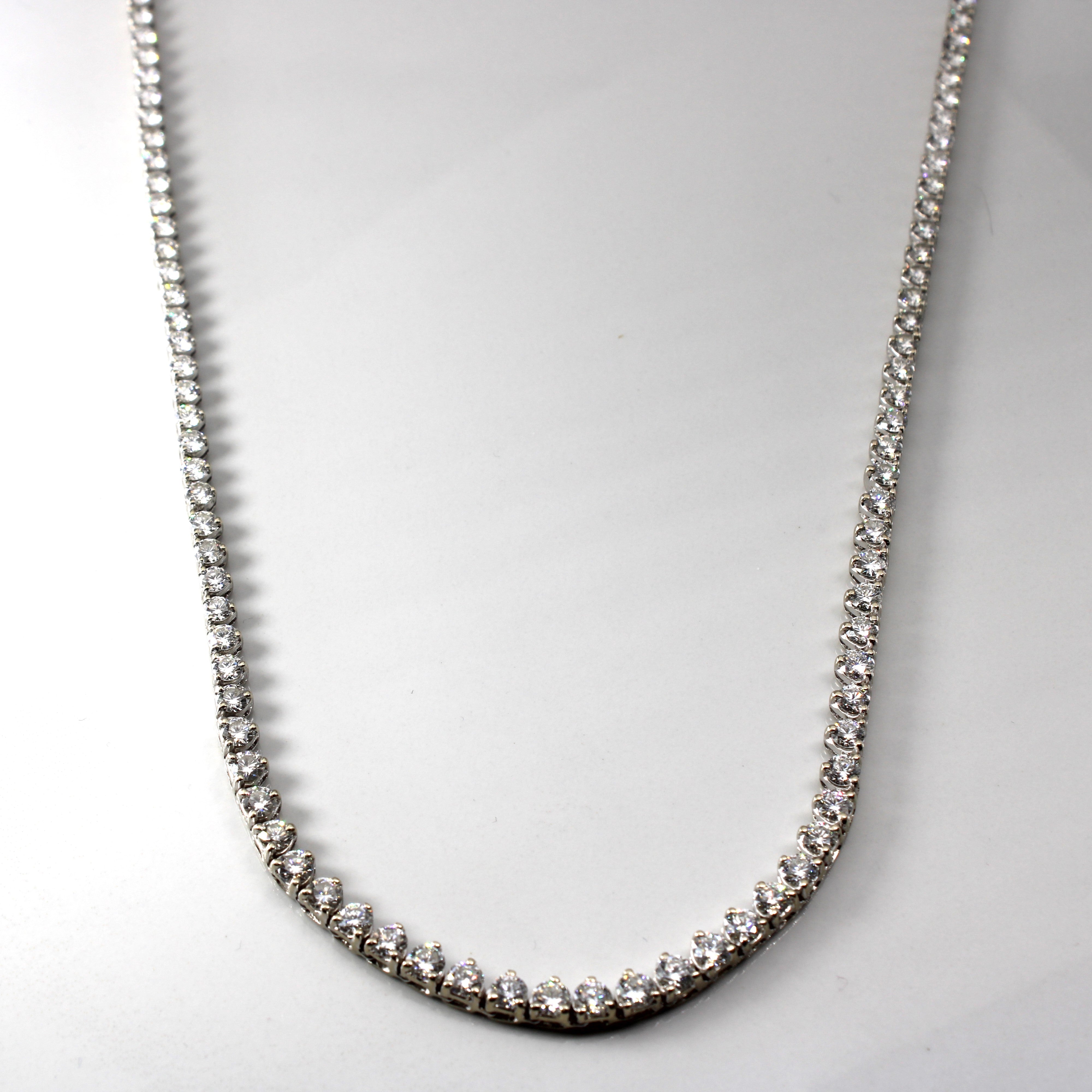 18k White Gold Diamond Tennis Necklace | 14.25ctw VS1/2 F/G | 17"|