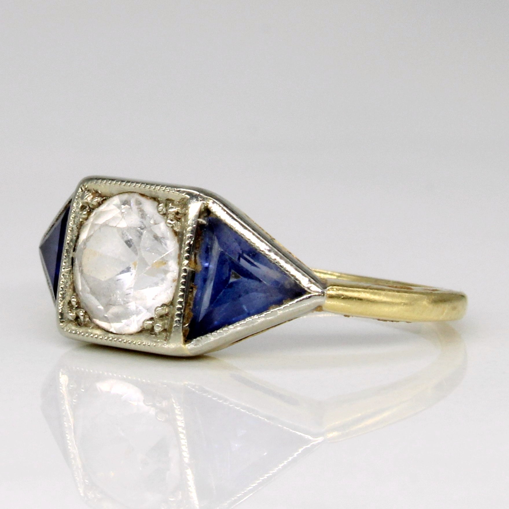 Bague vintage en saphir synthétique | 1,45 ct | Taille 4,25 |