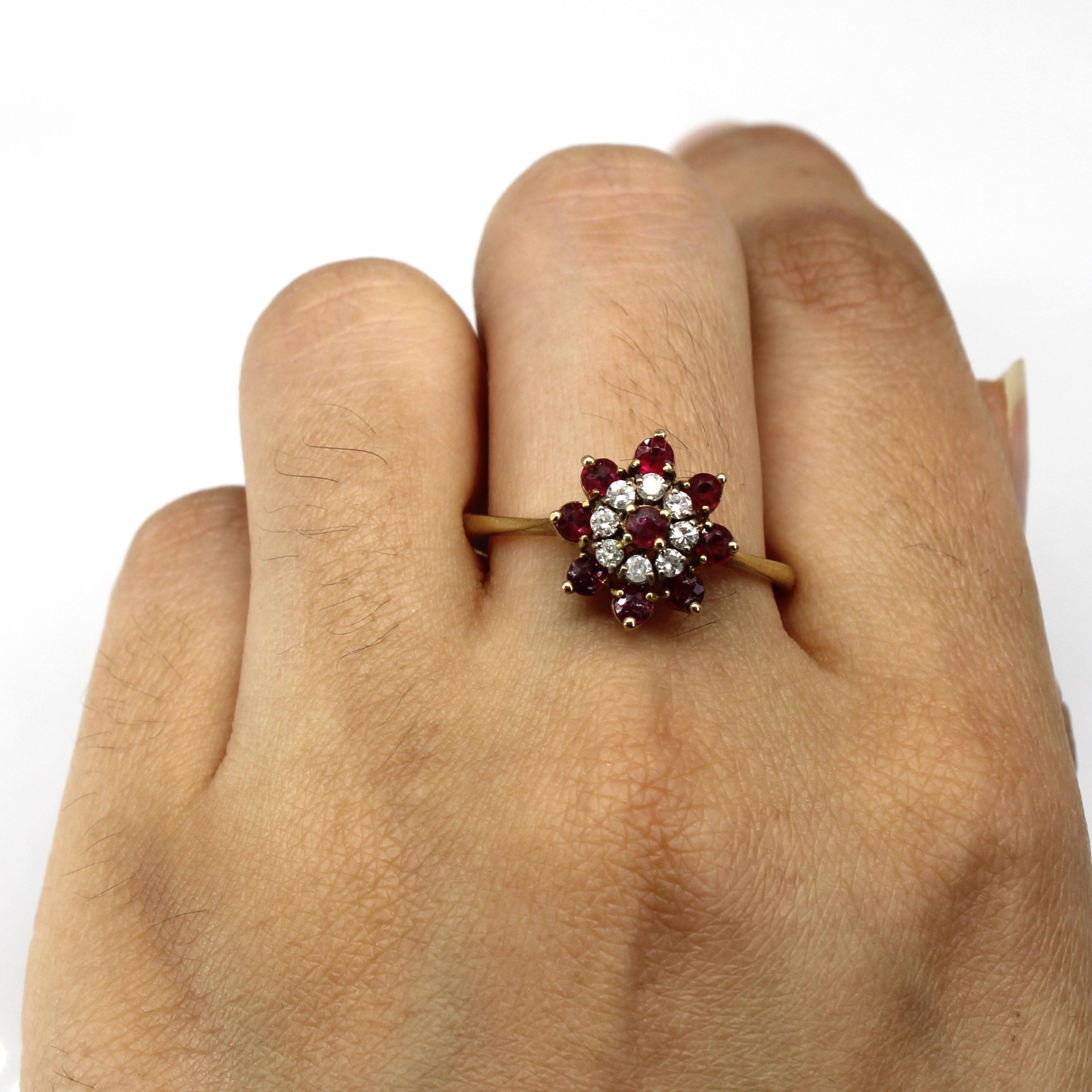 Cluster Ruby & Diamond Cocktail Ring | 1.00ctw | 0.16ctw | SZ 11.75 |