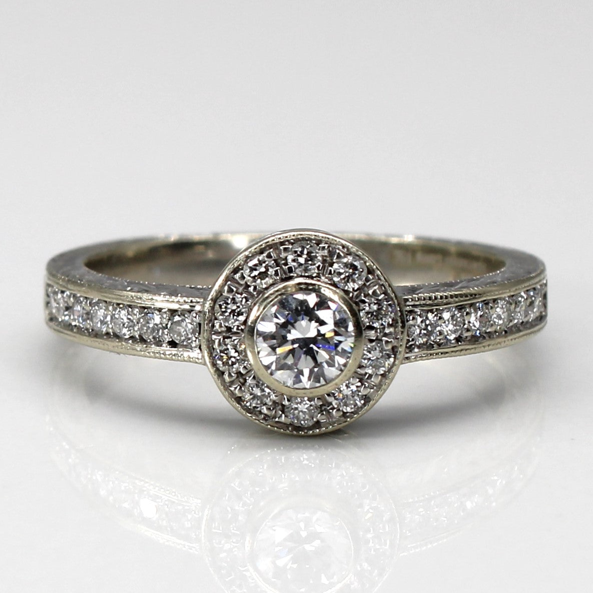 Halo Canadian Diamond Engagement Ring | 0.45ctw SI2 E | SZ 4.5|