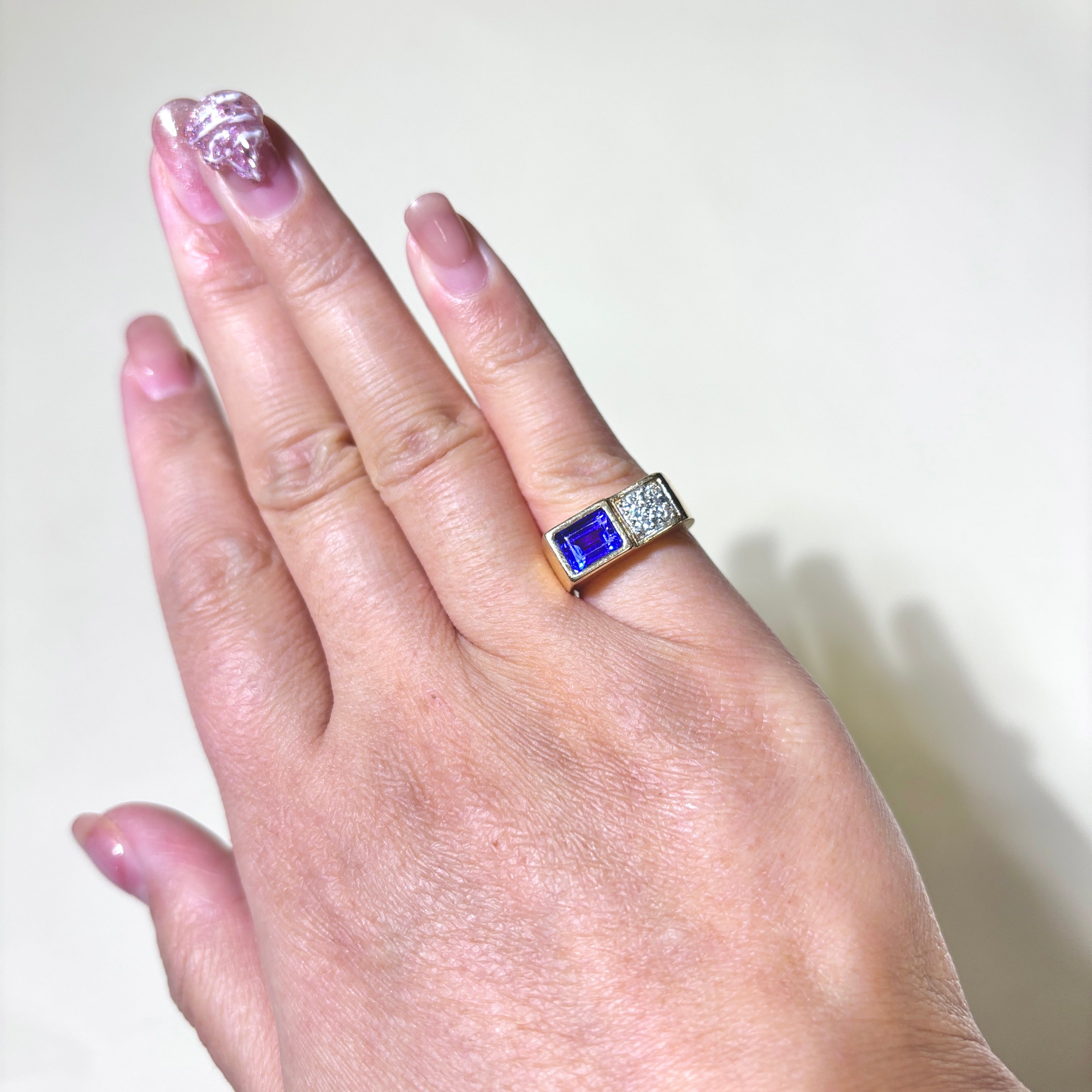 14K Yellow Gold Tanzanite & Diamond Cocktail Ring | 1.64ct, 0.12ctw | SZ 4