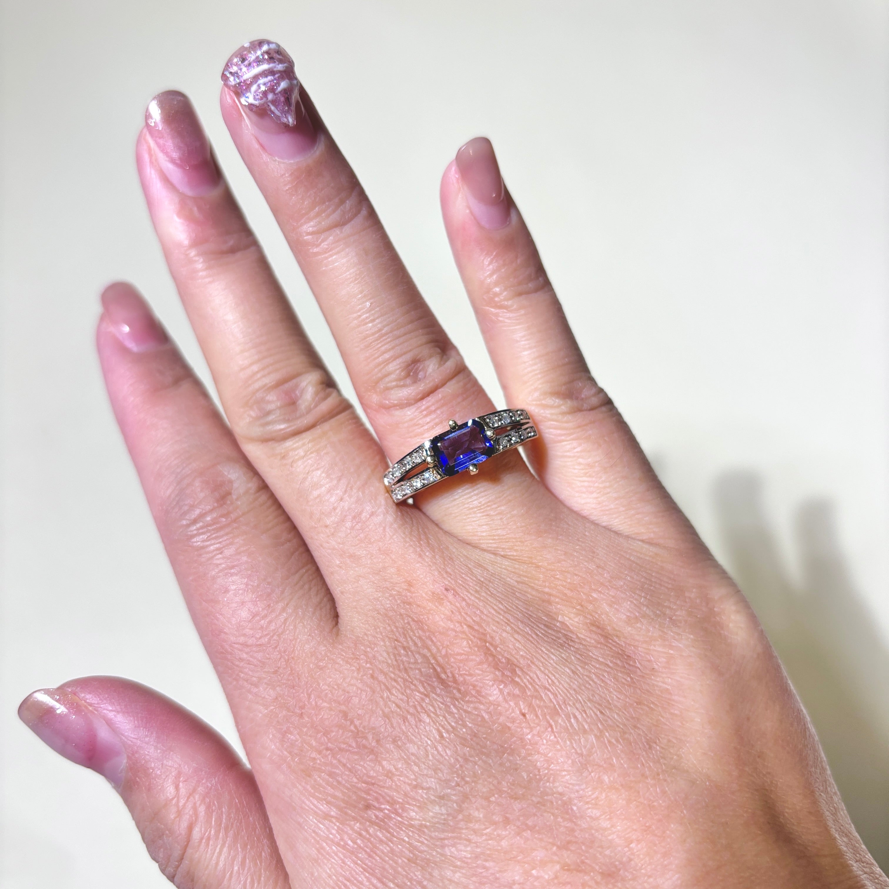 14K Yellow Gold Iolite and Diamond Ring | 1.13ct, 0.16ctw | SZ 8