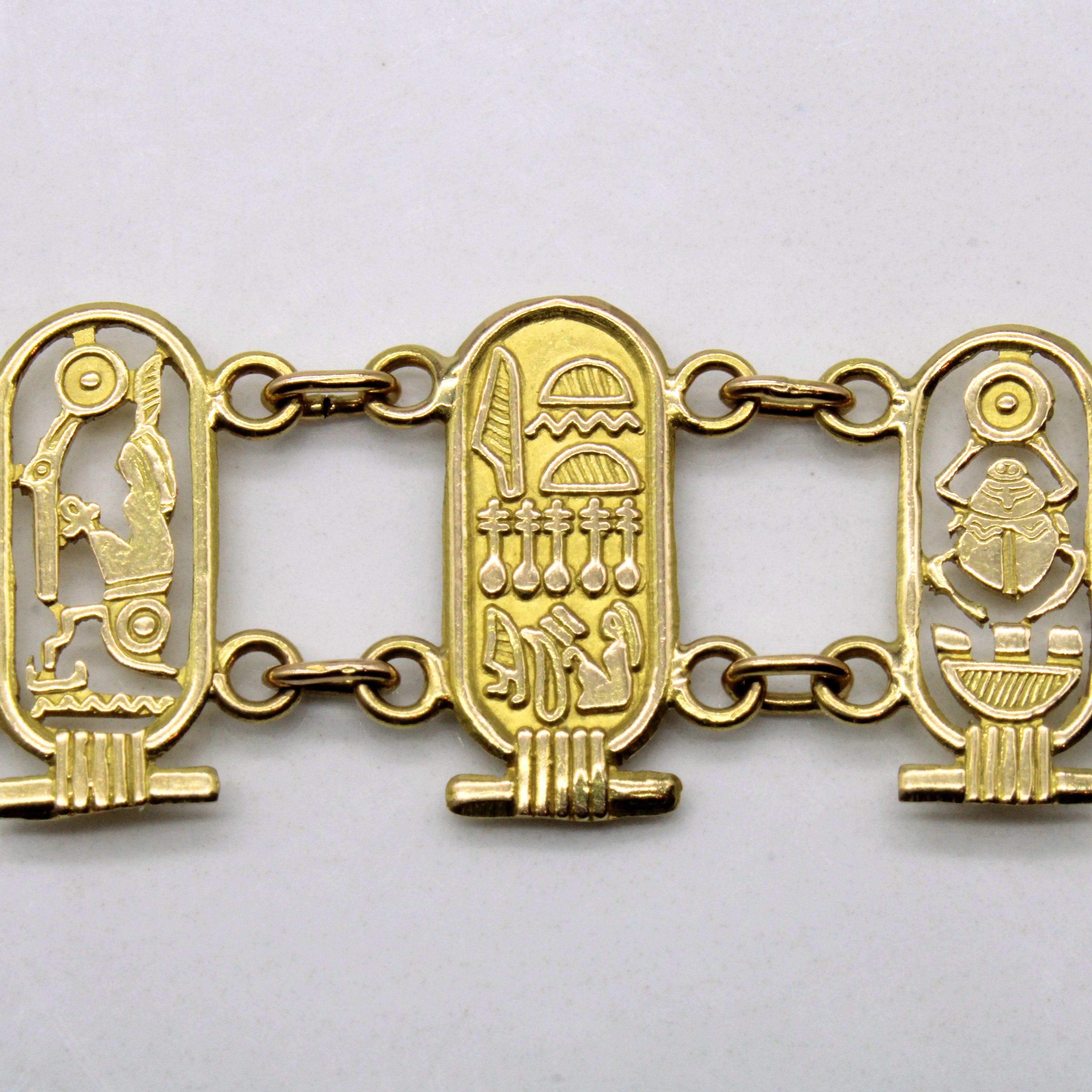 20k Yellow Gold Egyptian Hieroglyphic Bracelet | 7.5" |