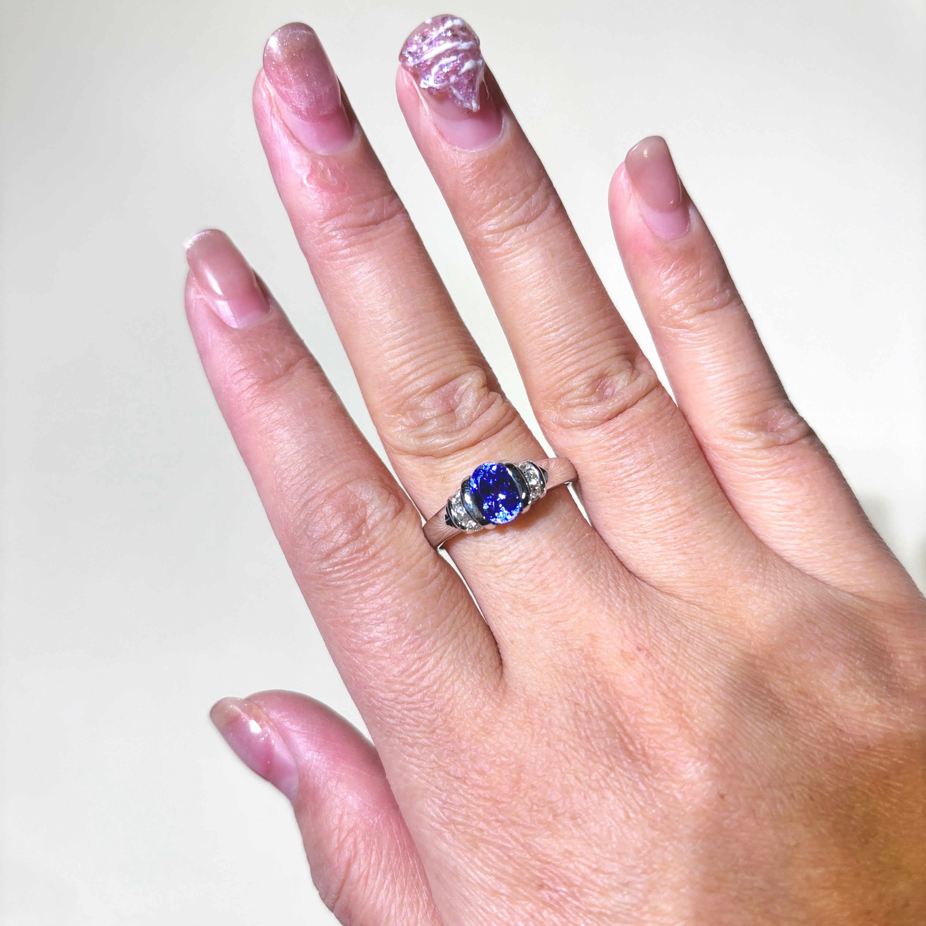 14K White Gold Tanzanite & Diamond Ring | 1.39ct, 0.25ctw | SZ 10