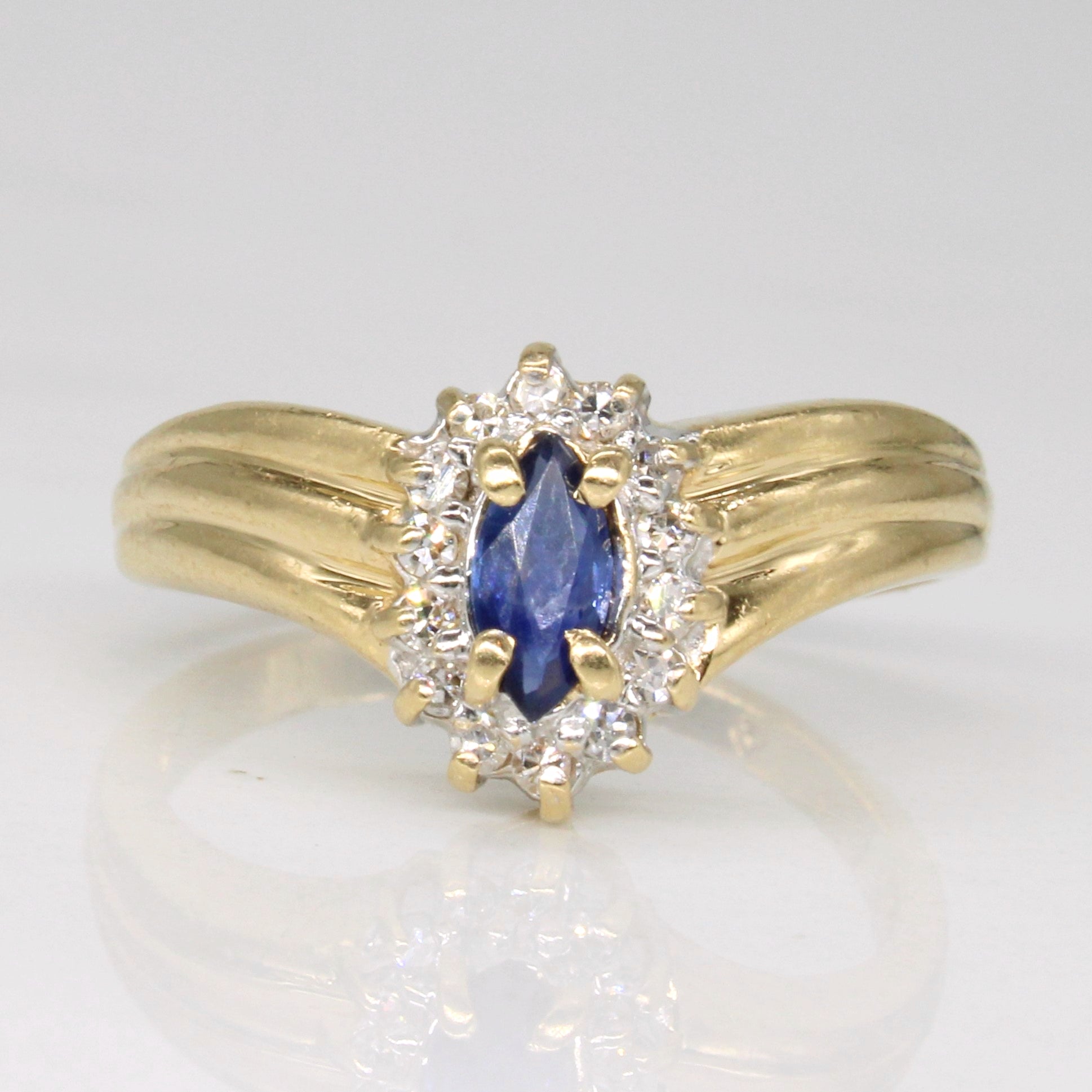 Sapphire & Diamond Chevron Ring | 0.22ct, 0.07ctw | SZ 5.75 |