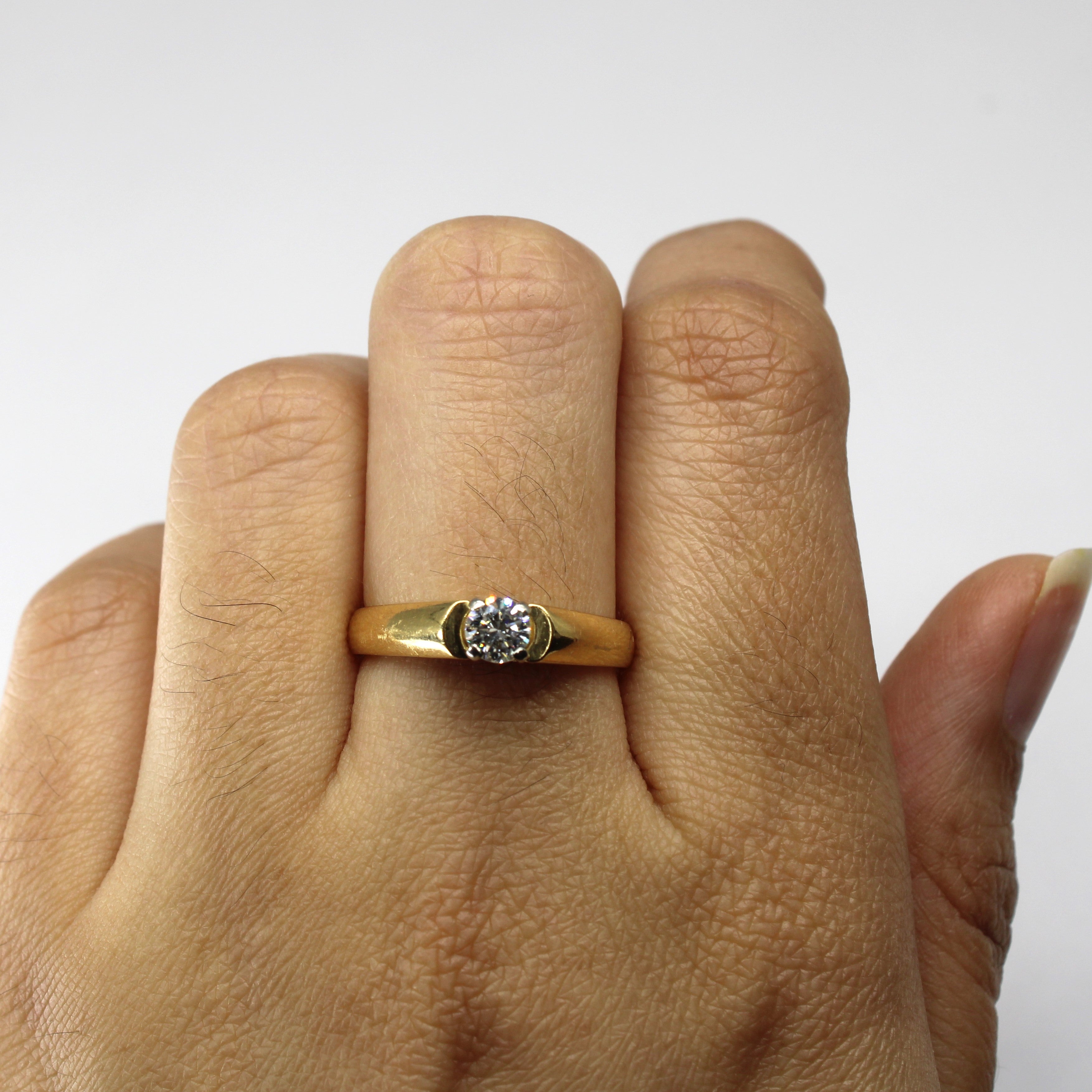 18k Solitaire Diamond Yellow Gold Ring | 0.32ct VS1 H/I | SZ 7.5 |