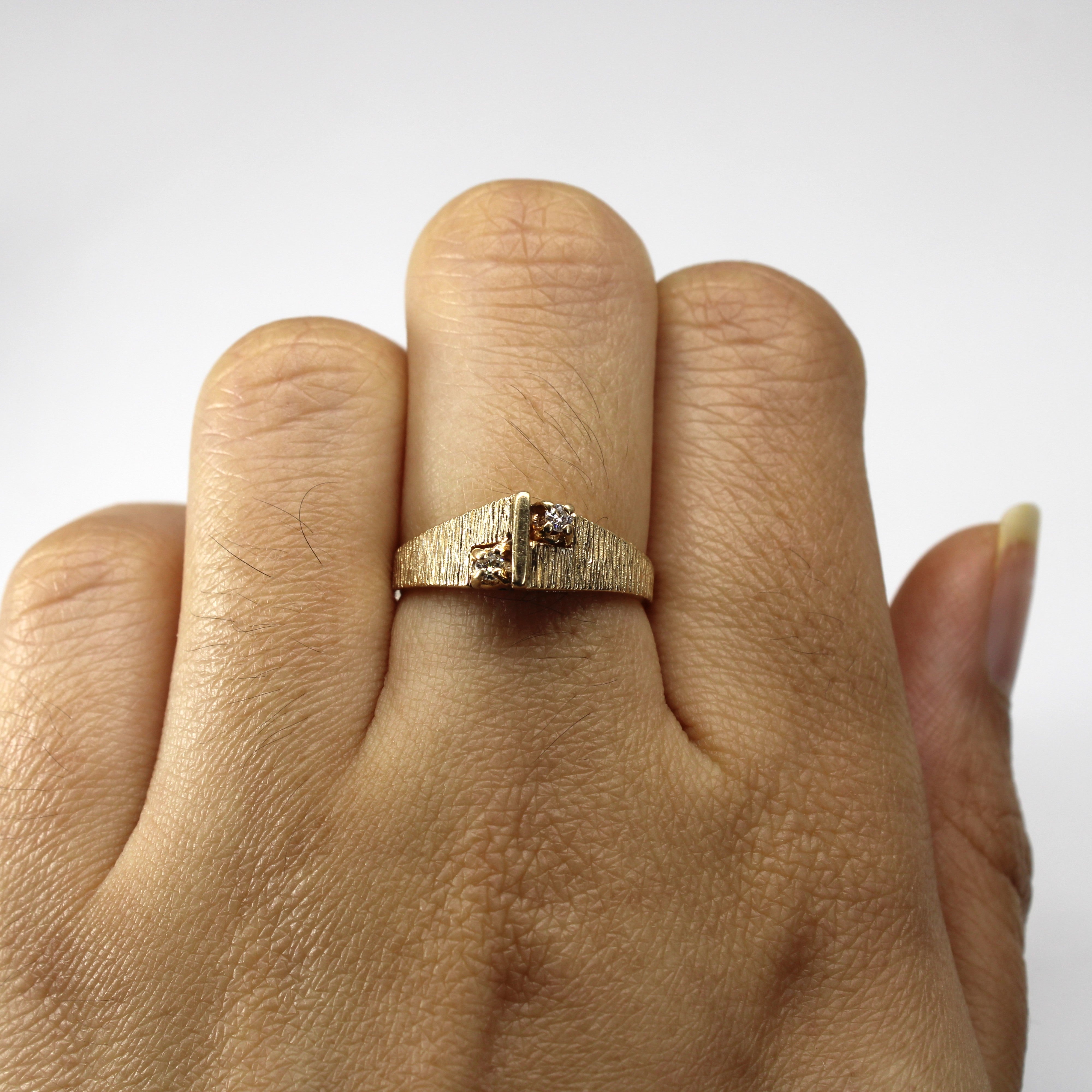 Brushed Gold Diamond Ring | 0.06ctw | SZ 6.5 |