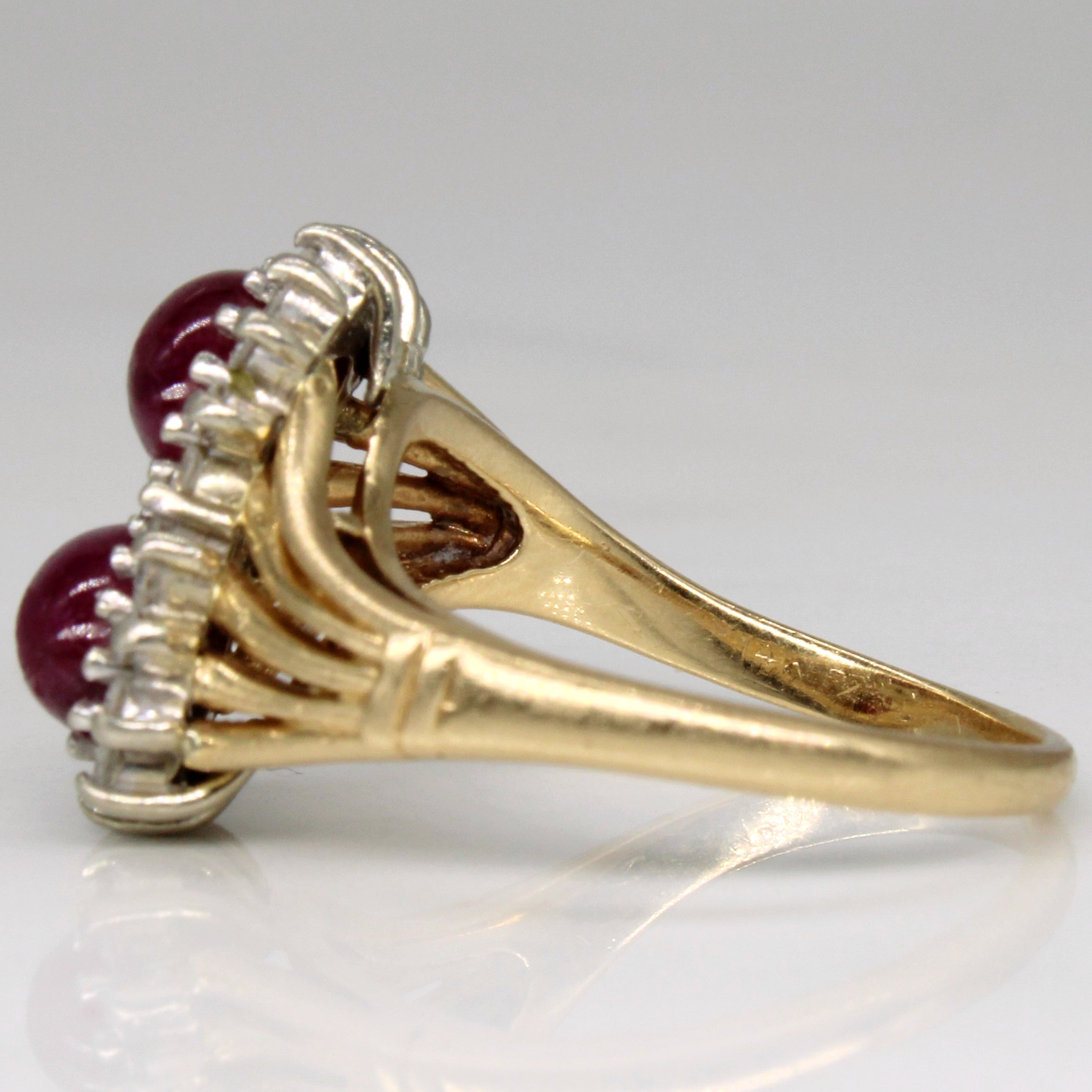 Glass Filled Ruby & Diamond Cocktail Ring | 2.40ctw, 0.23ctw | SZ 6.5 |