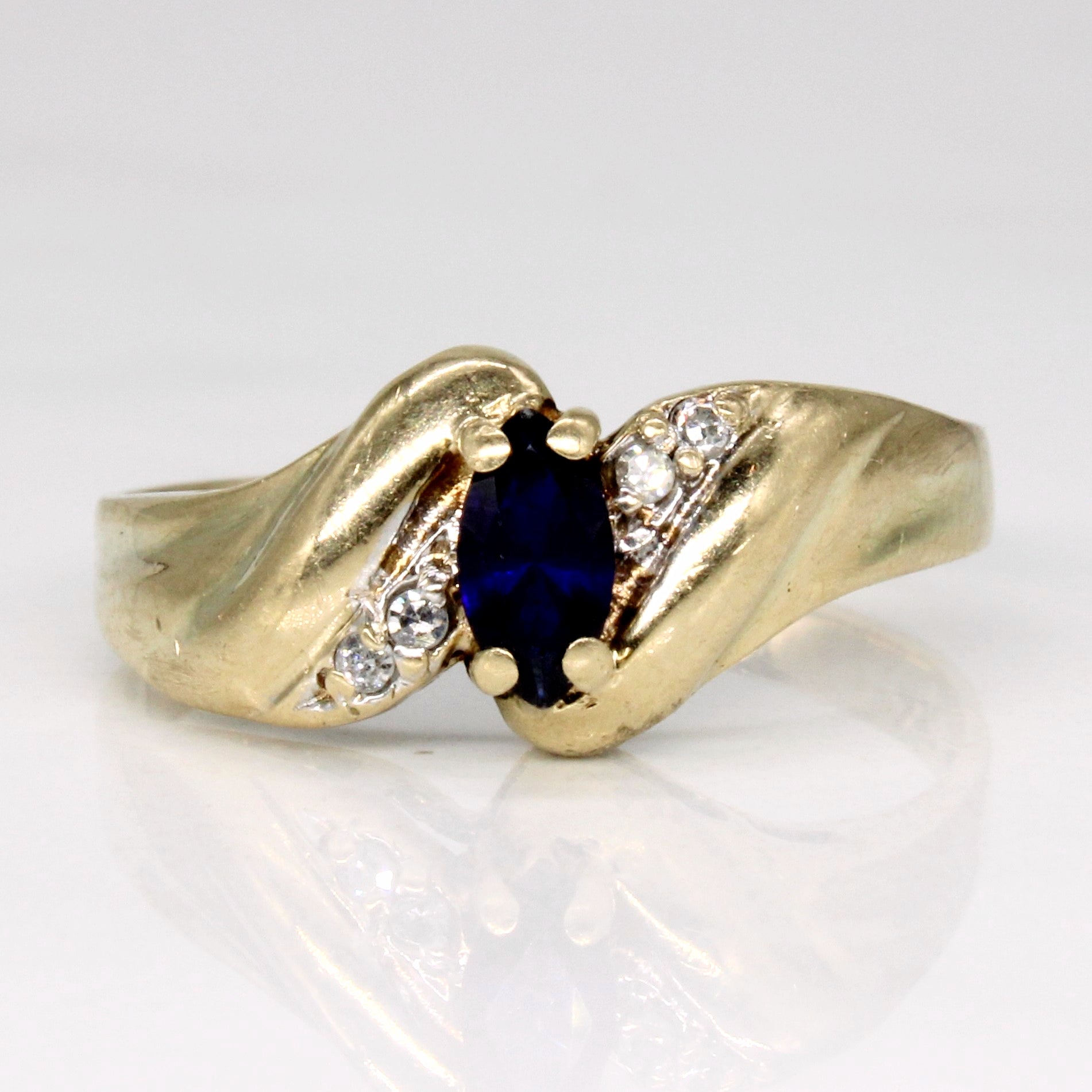 Synthetic Sapphire & Natural Diamond Ring | 0.21ct, 0.03ctw | SZ 7.25 |