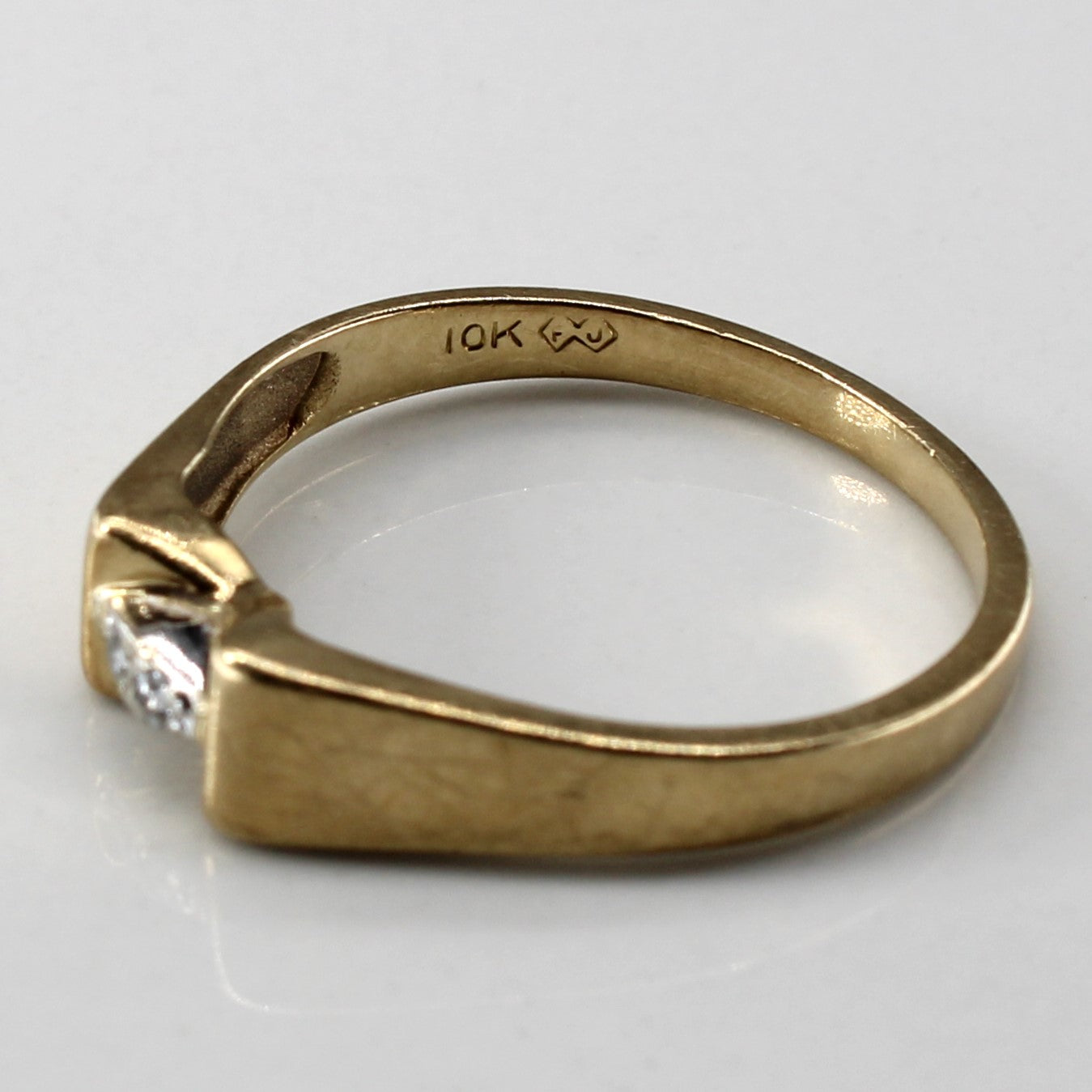 Offset Diamond Gold Ring | 0.02ctw | SZ 7 |