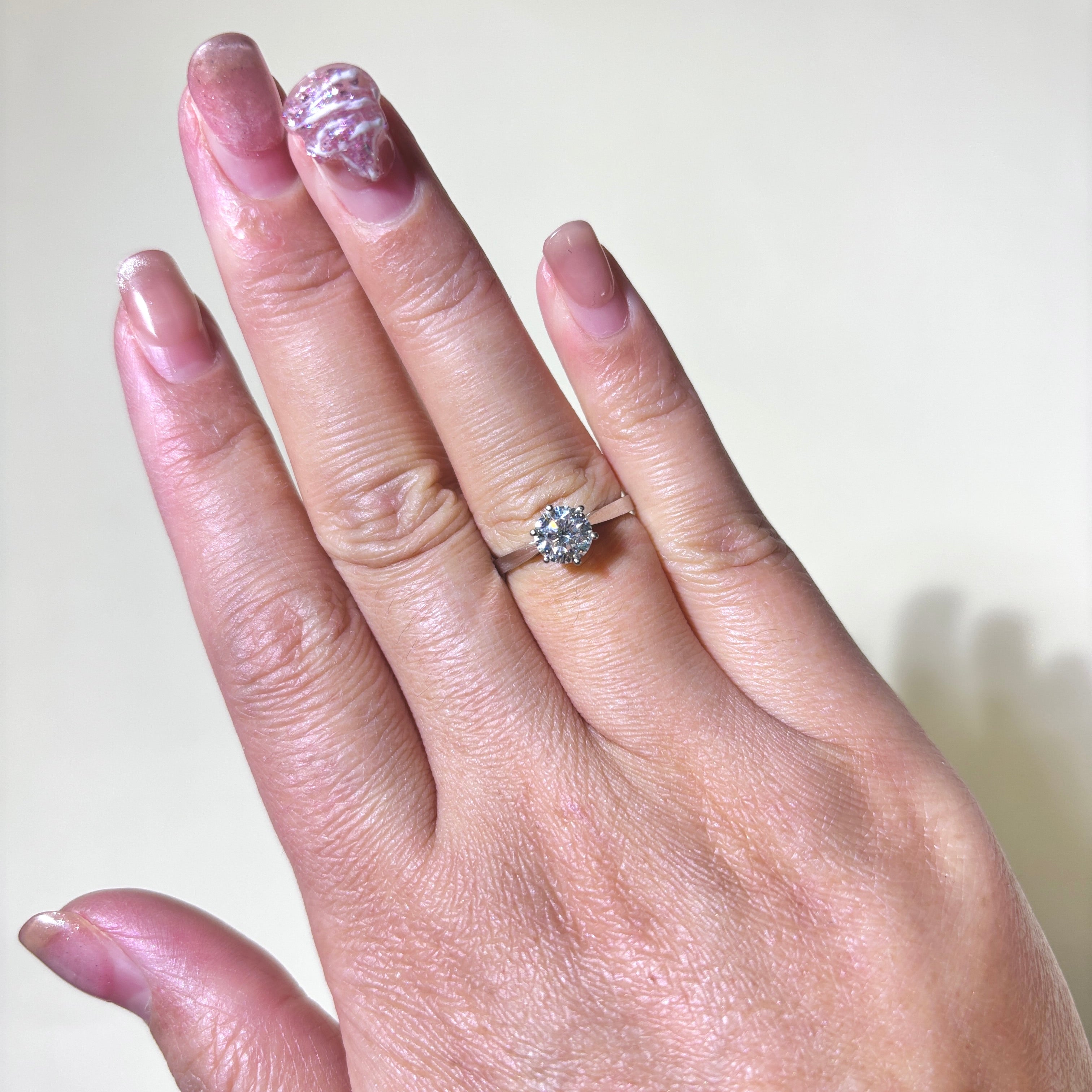Bague de fiançailles solitaire en or blanc 18 carats avec diamant | 0,87 ct | Taille 5,25