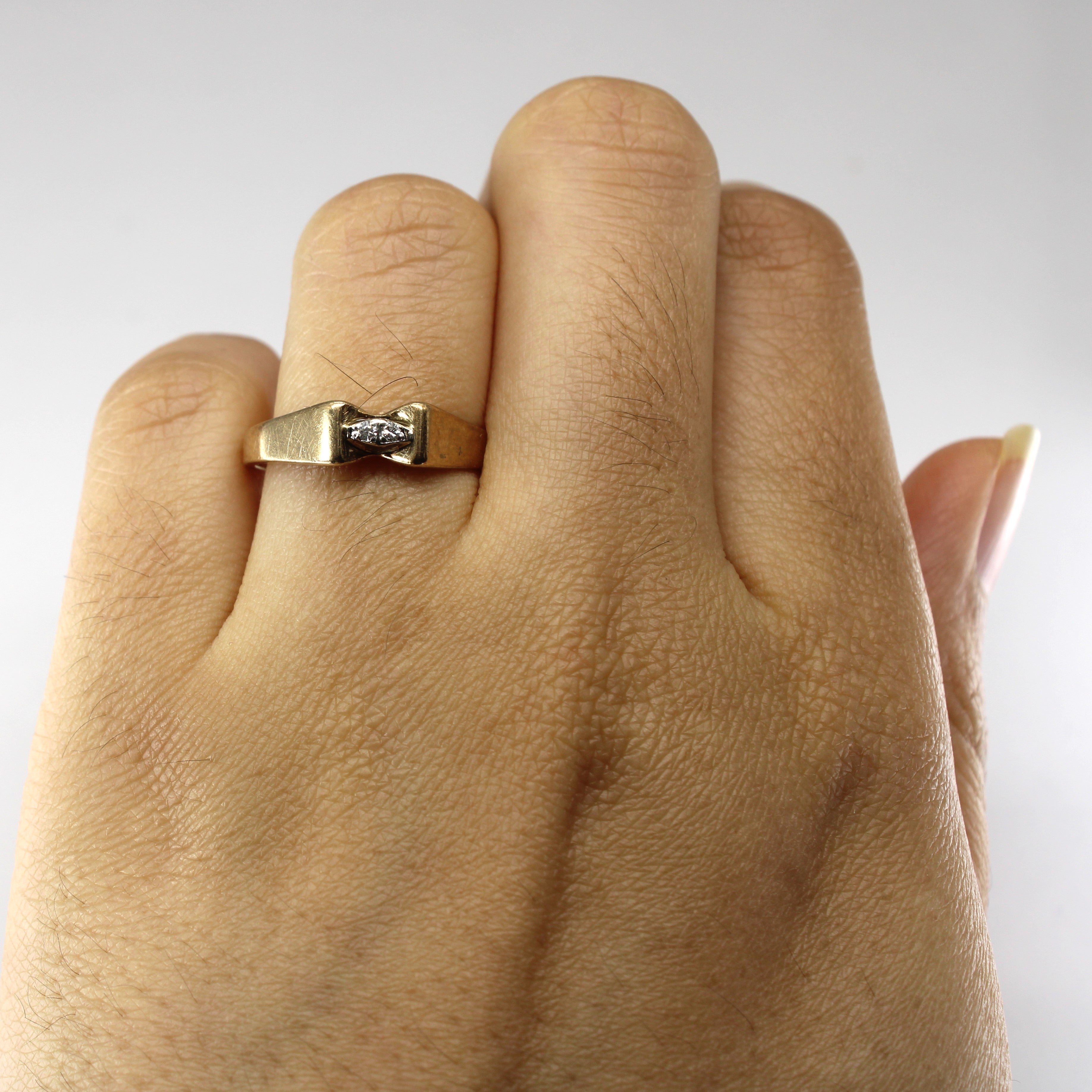 Offset Diamond Gold Ring | 0.02ctw | SZ 7 |