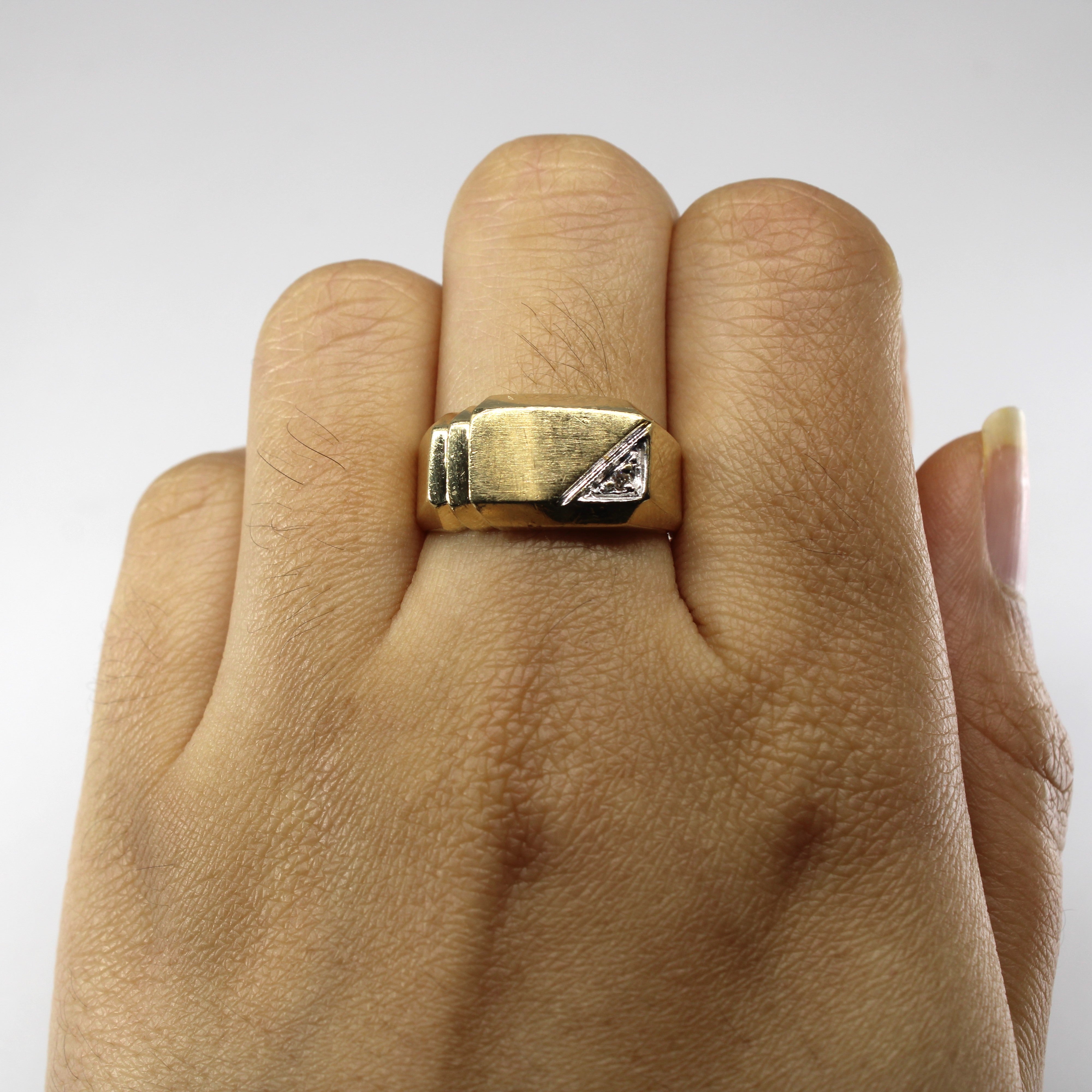 Diamond Signet Ring | 0.01ct | SZ 6.75 |