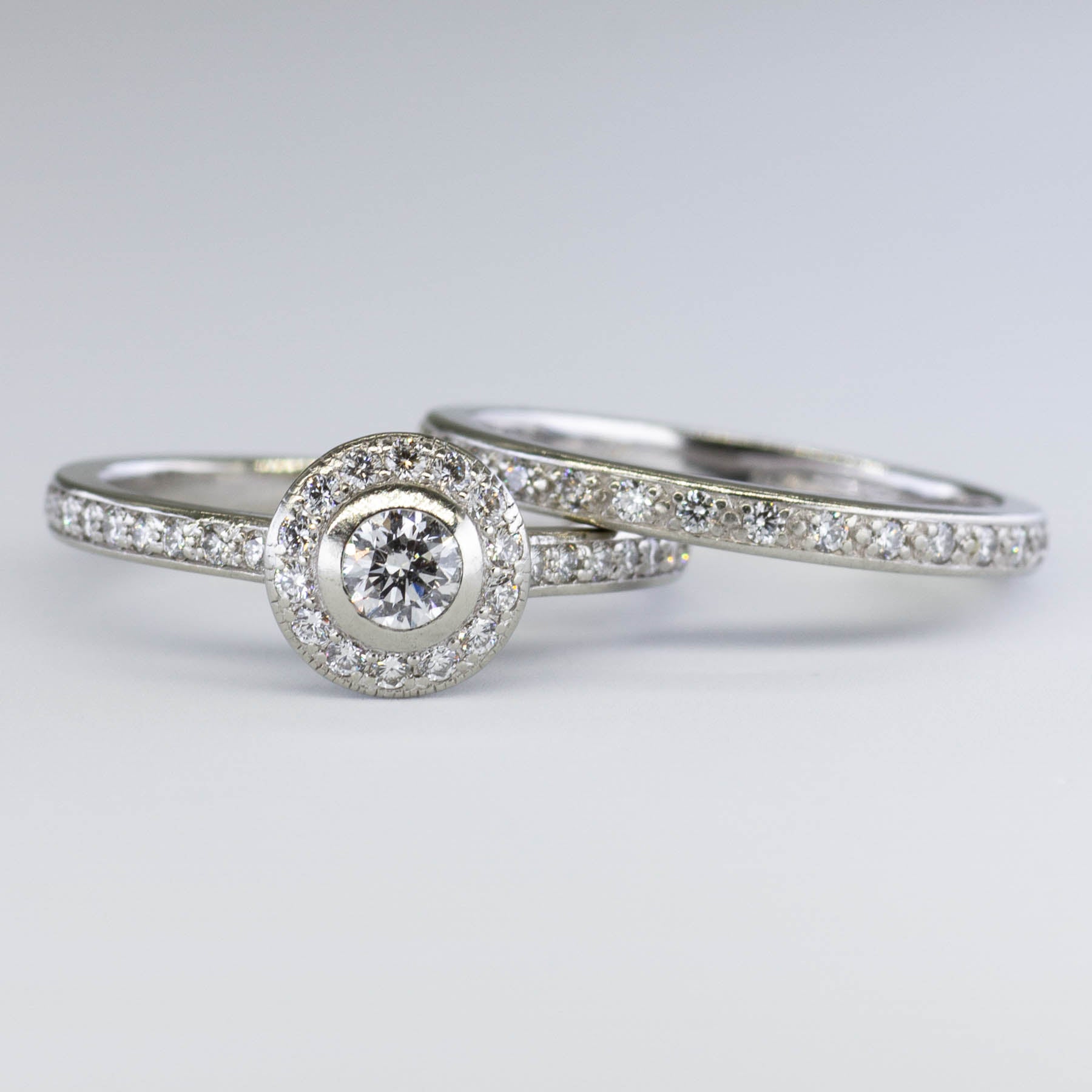Halo Diamond Engagement Ring Set | 0.63ctw | SZ 7 |