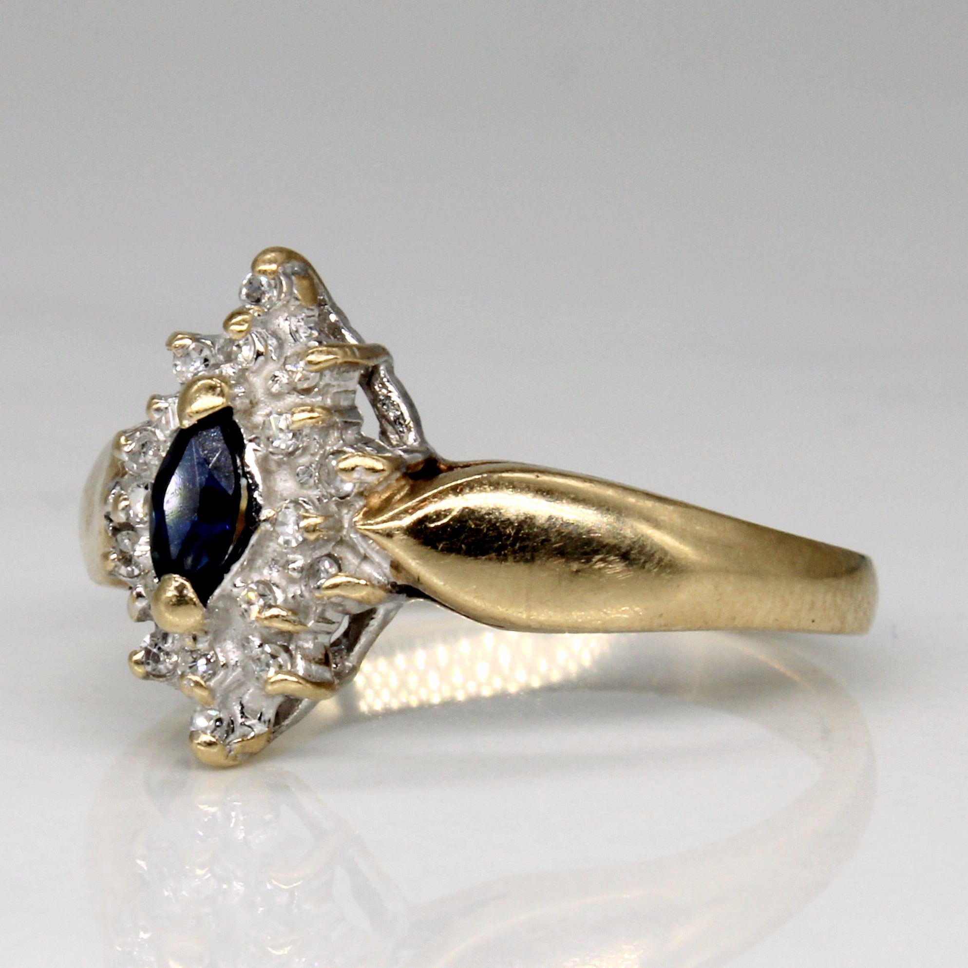 Sapphire & Diamond Halo Set Ring | 0.10ct, 0.09ctw | SZ 7.25 |