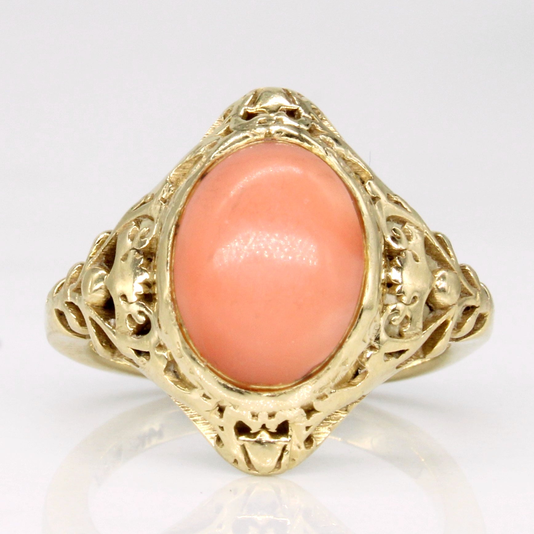 Coral Art Deco Style Ring | 2.50ct | SZ 3.25 |