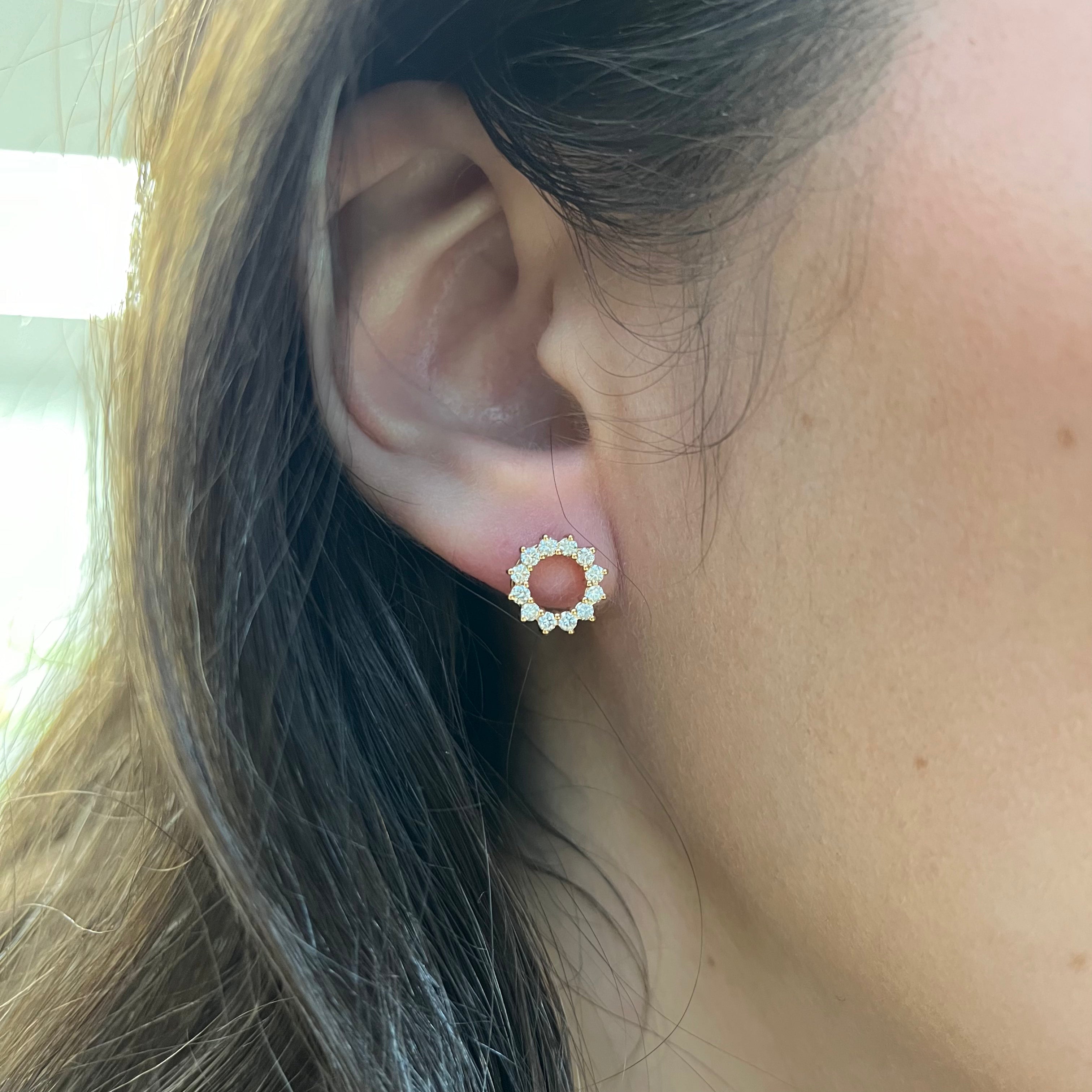 Boucles d'oreilles « Tiffany & Co. » Open Circle en or rose 18 carats et diamants | 0,46 ct au total