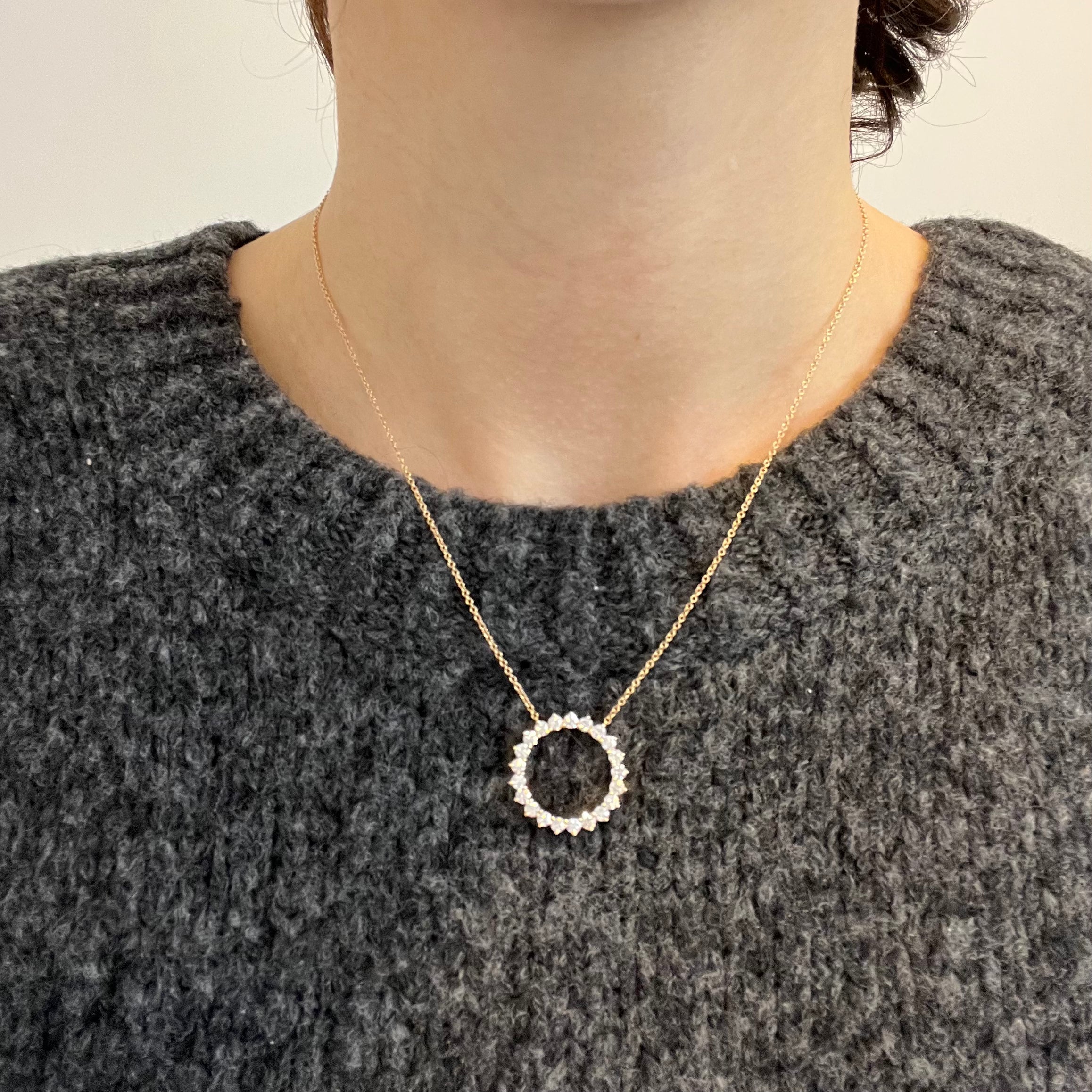 'Tiffany & Co.' 18k Rose Gold Open Circle Diamond Necklace | 0.93ctw |