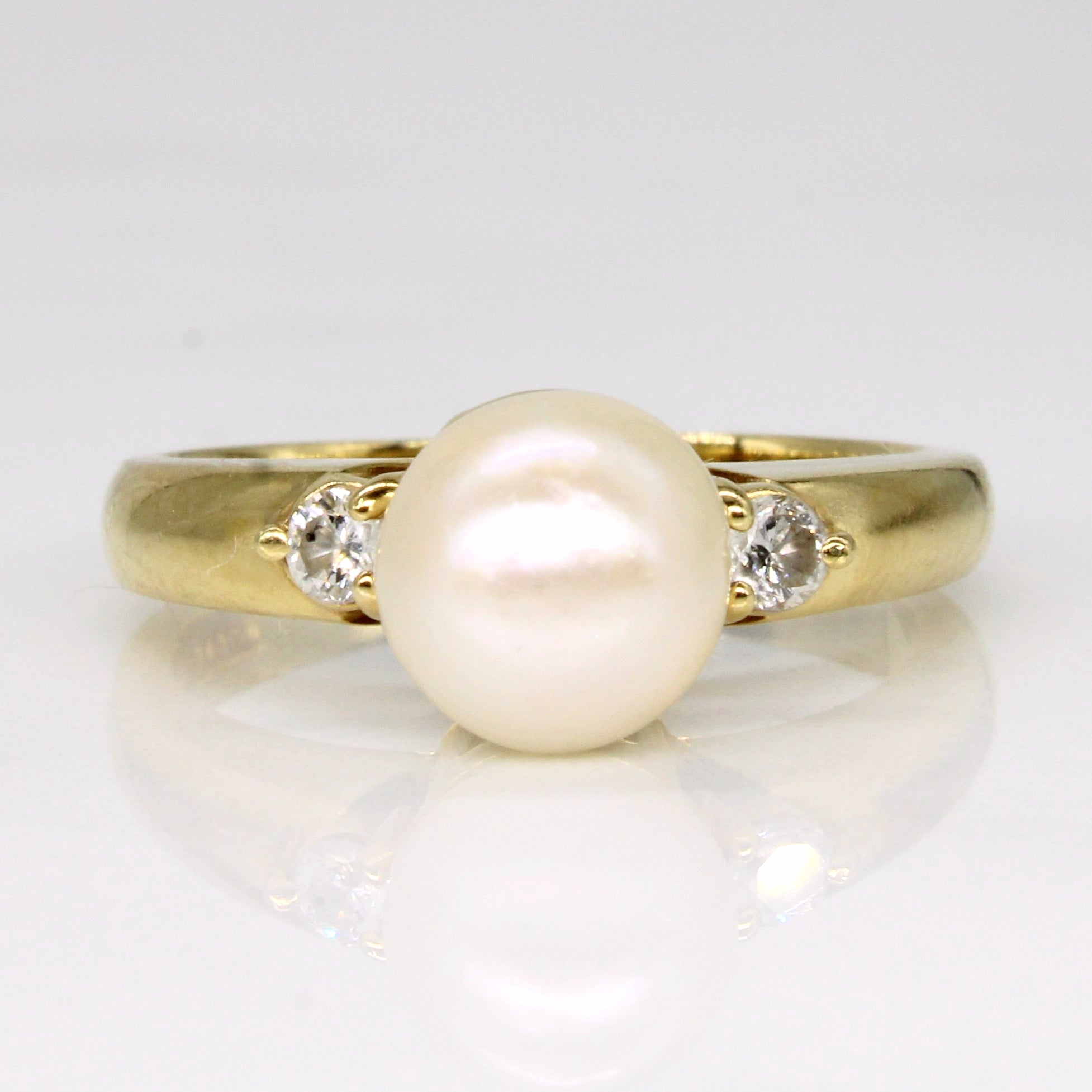 Pearl & Diamond Cocktail Ring | 0.10ctw | SZ 6.25 |