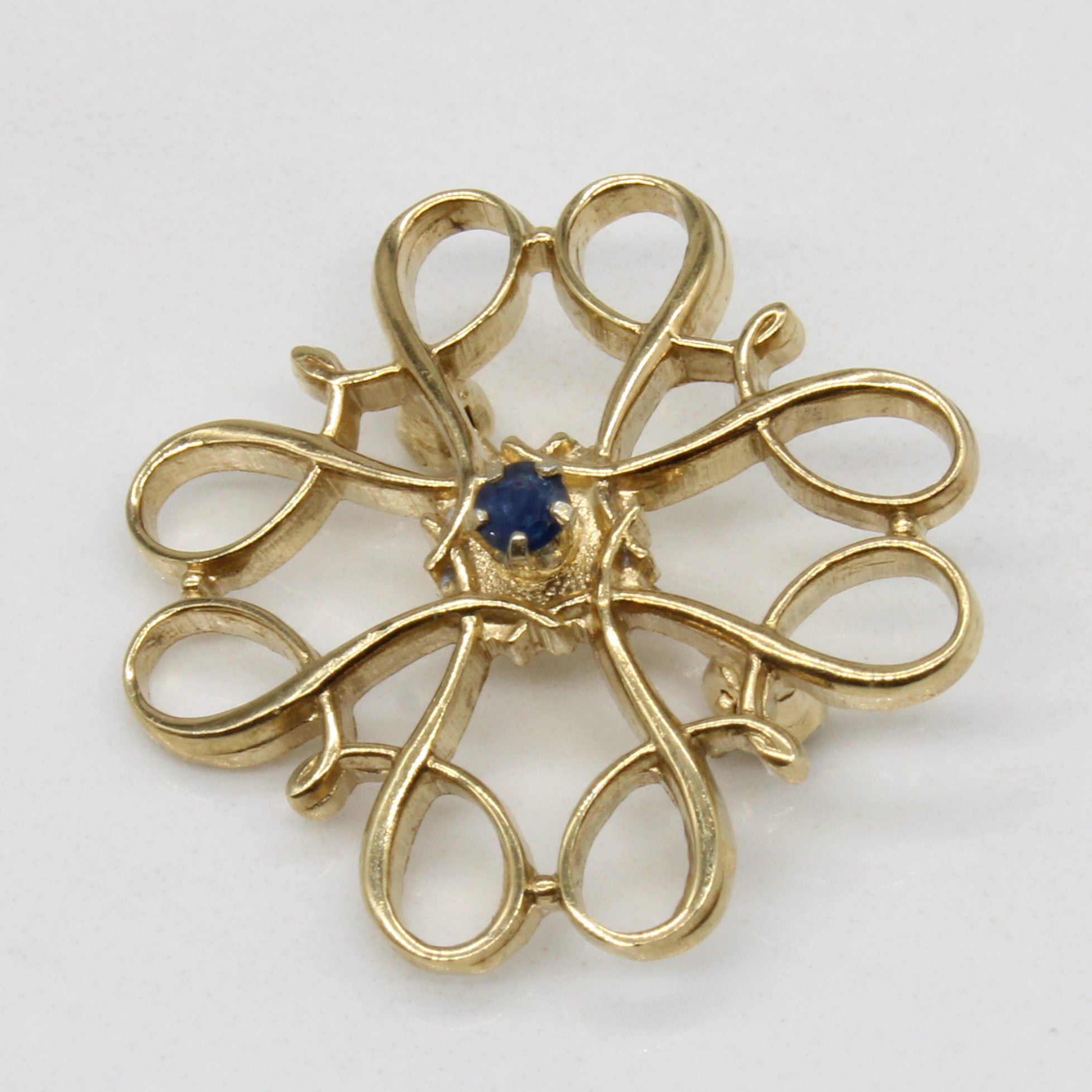 Yellow Gold and Sapphire Brooch | 0.05ct |