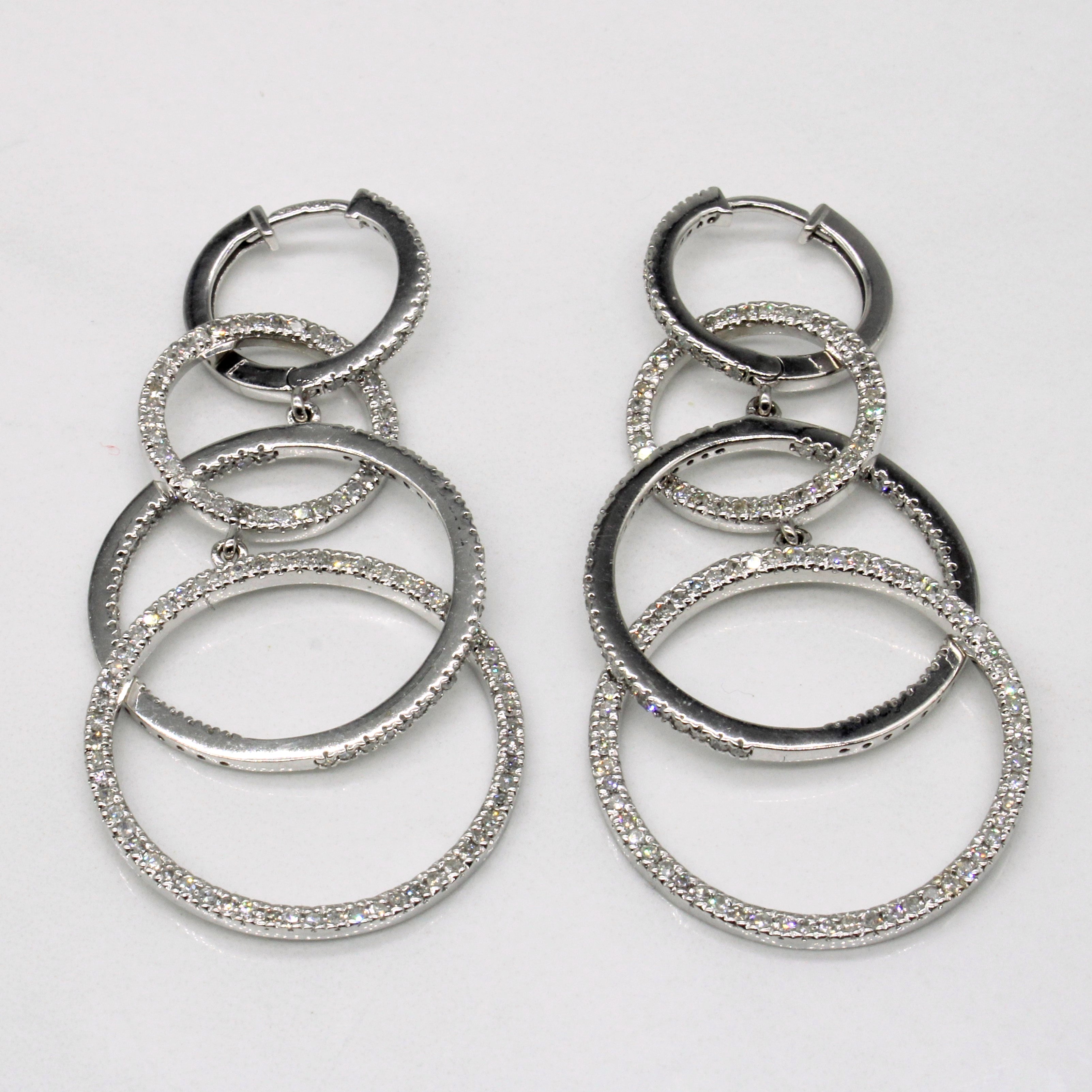 Diamond Drop Hoop Earrings | 1.60ctw |