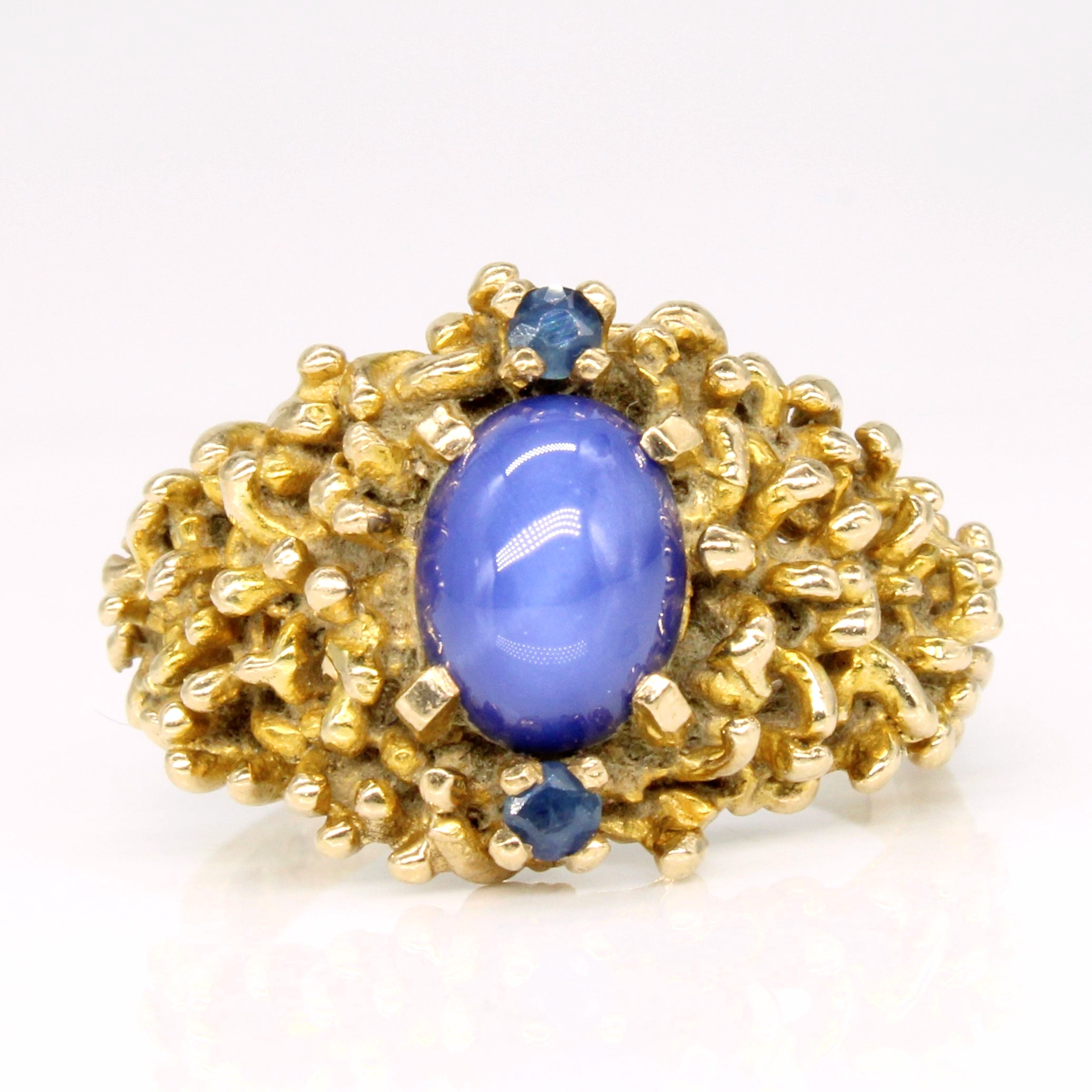 Synthetic Star Sapphire & Natural Sapphire Cocktail Ring | 1.80ct, 0.08ctw | SZ 6.25 |