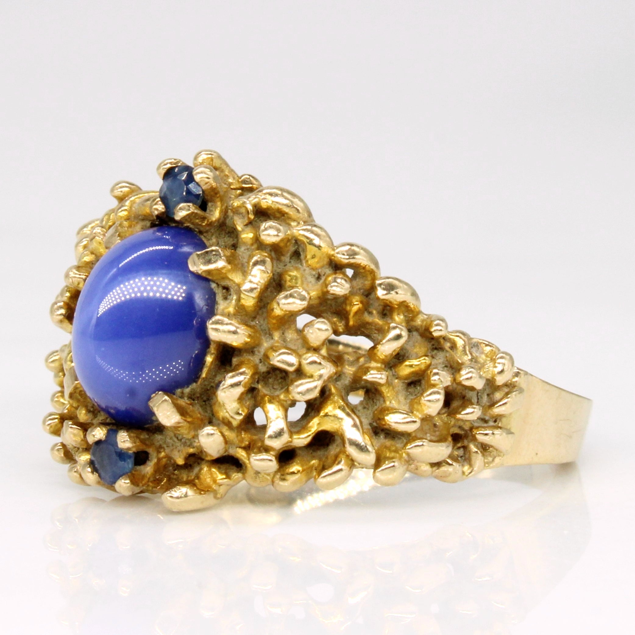 Synthetic Star Sapphire & Natural Sapphire Cocktail Ring | 1.80ct, 0.08ctw | SZ 6.25 |