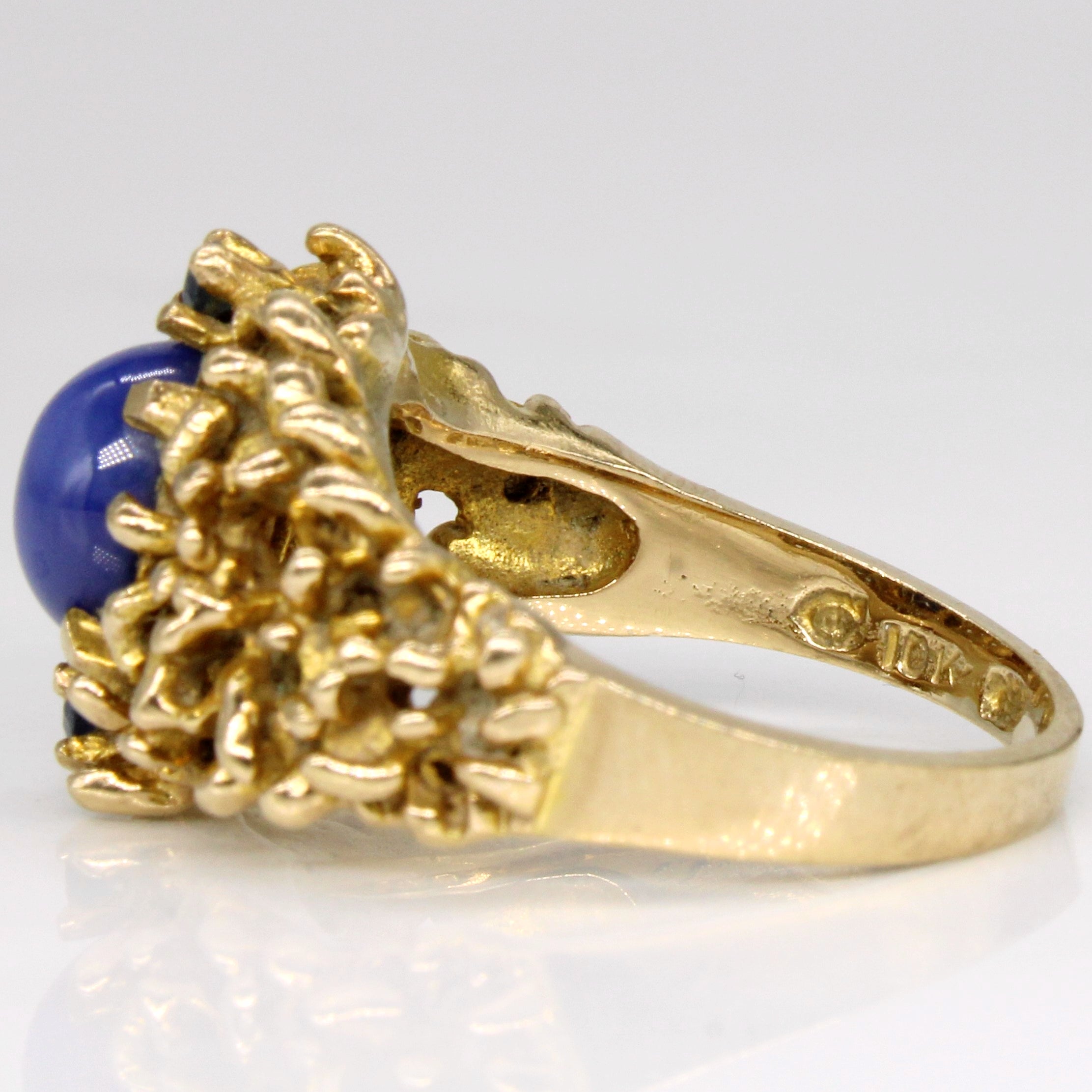 Synthetic Star Sapphire & Natural Sapphire Cocktail Ring | 1.80ct, 0.08ctw | SZ 6.25 |