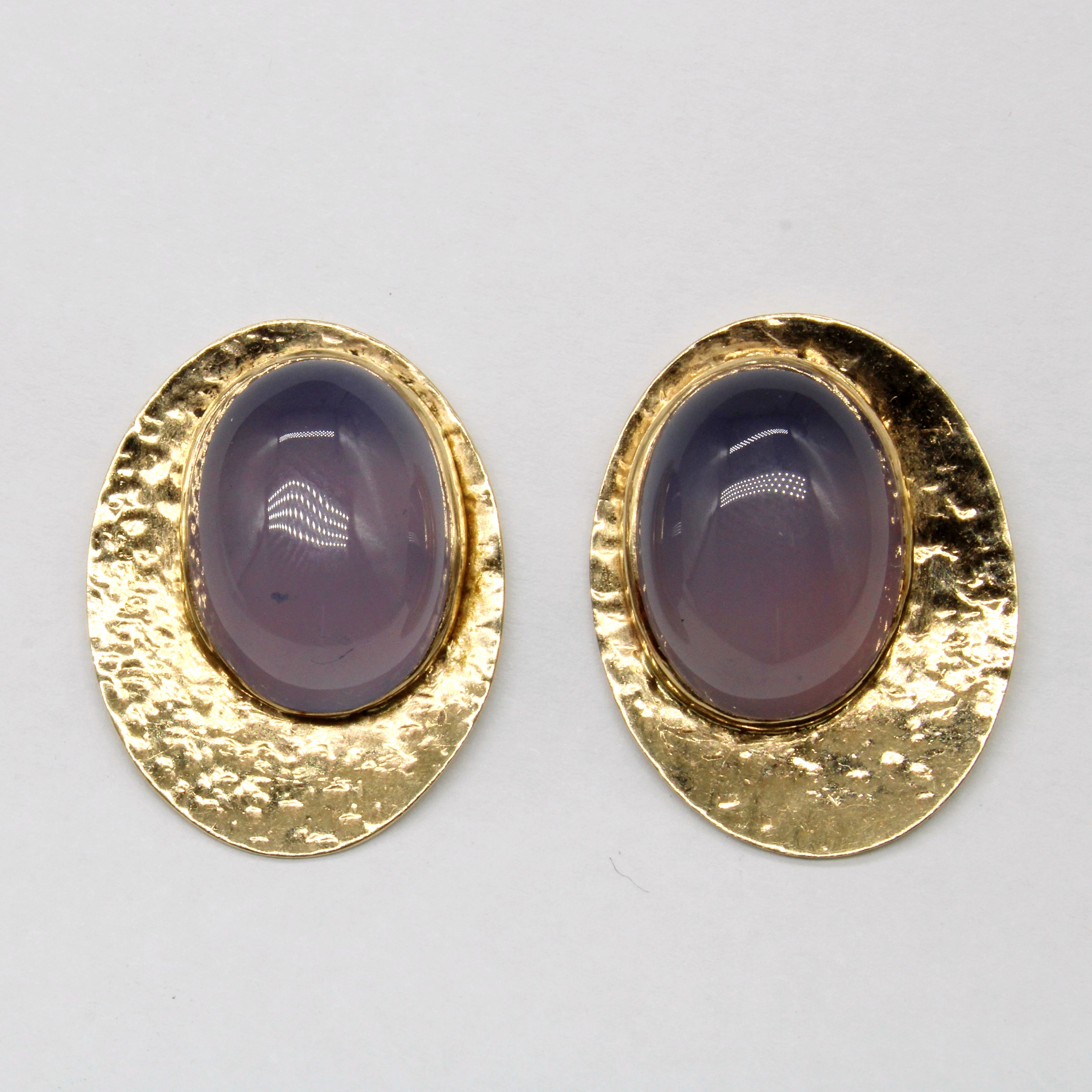 Chalcedony Shield Earrings | 15.00ctw |