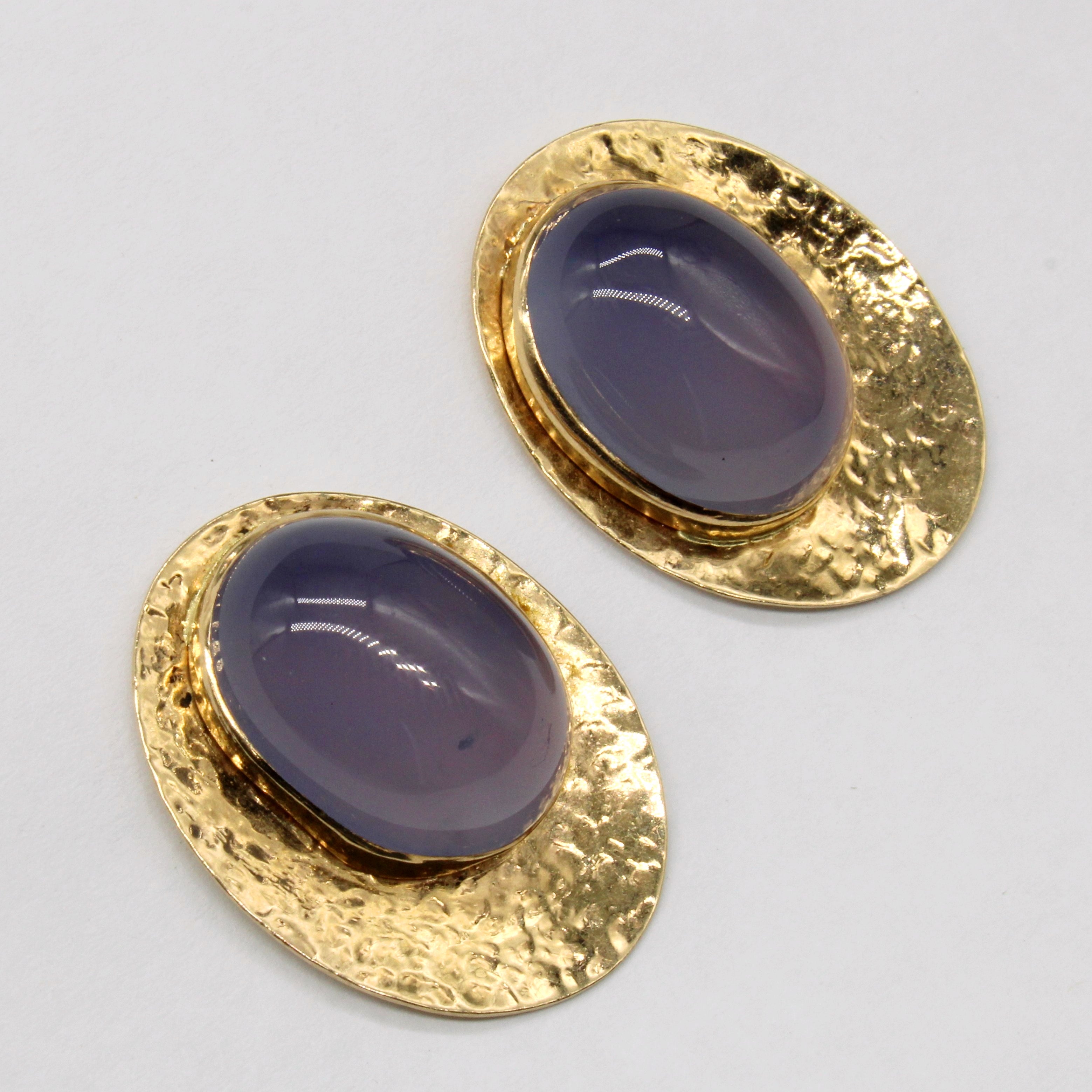 Chalcedony Shield Earrings | 15.00ctw |