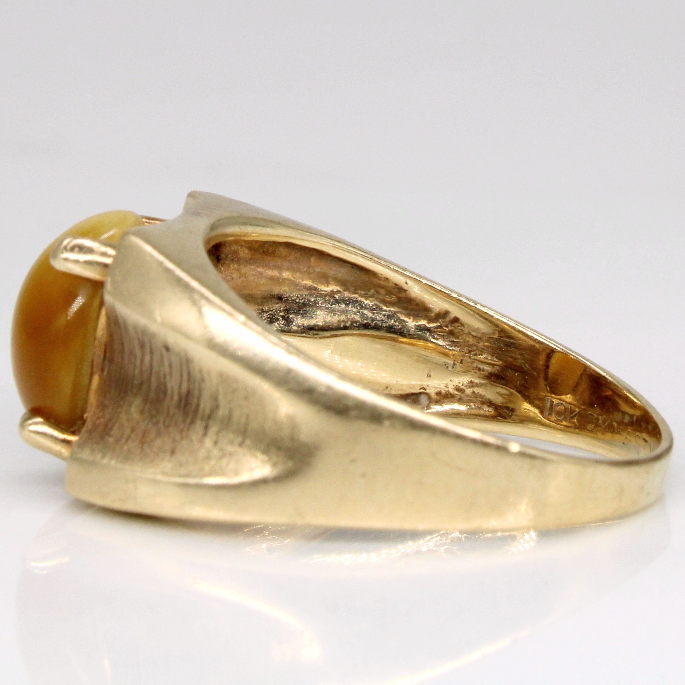 10k Yellow Gold Tiger's Eye Quartz Cocktail Ring | 2.05ct | SZ 7.75 |