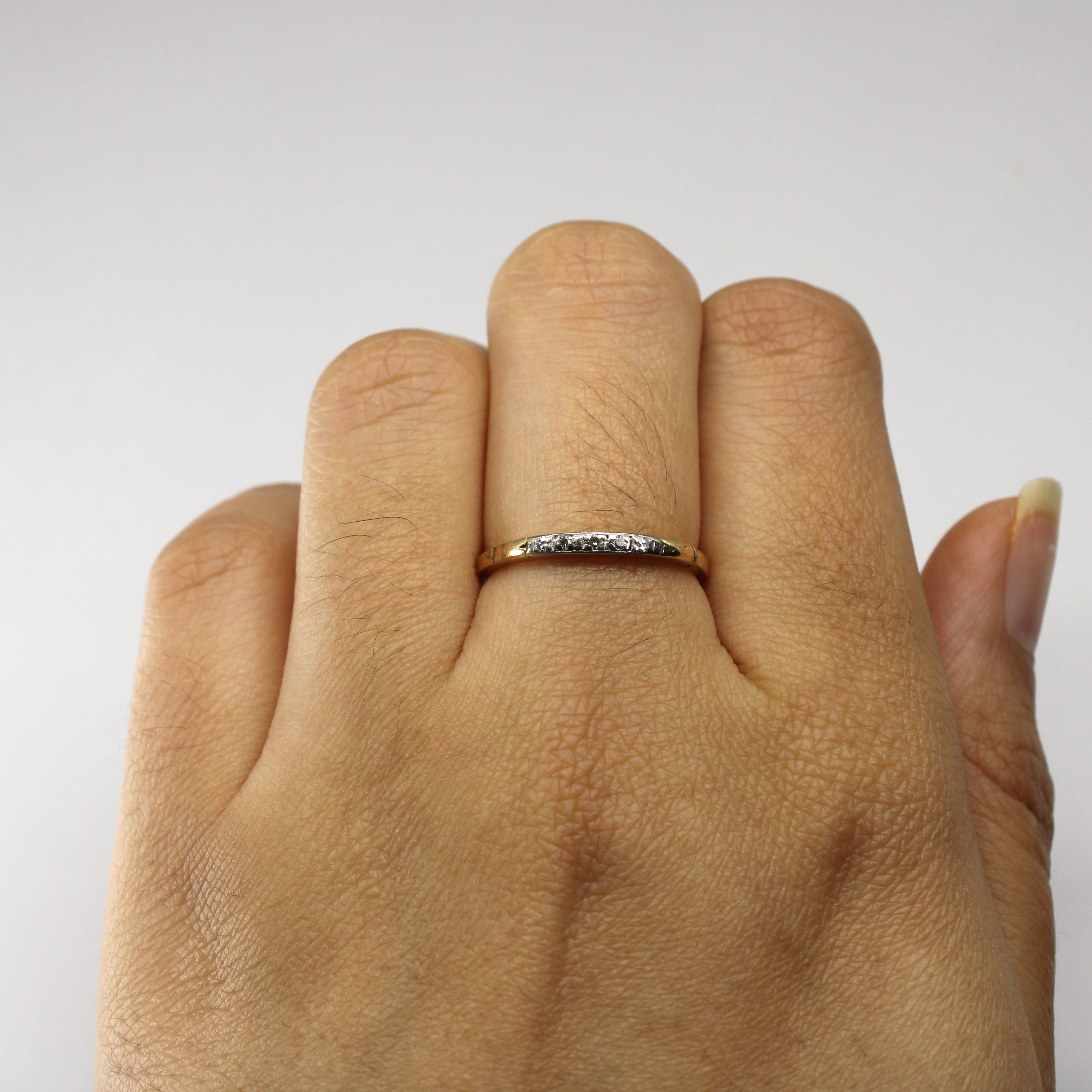 Alliance bicolore en or et diamants | 0,03 ct | Taille 6,5 |