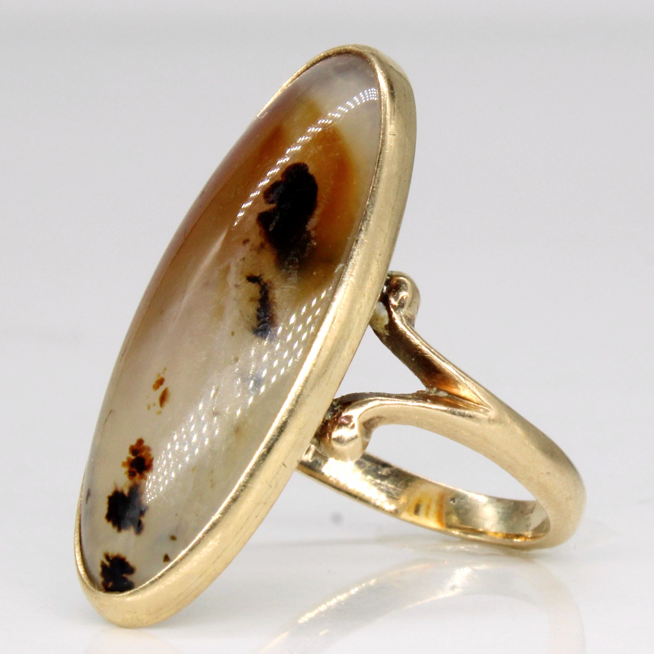 10k Yellow Gold Agate Cocktail Ring | 7.50ct | SZ 4 |