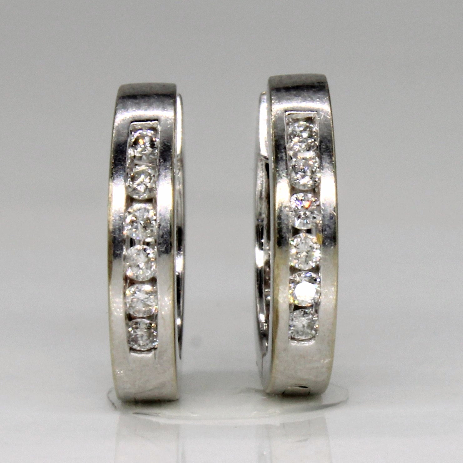 Channel Set Diamond Hoop Earrings | 0.12ctw |