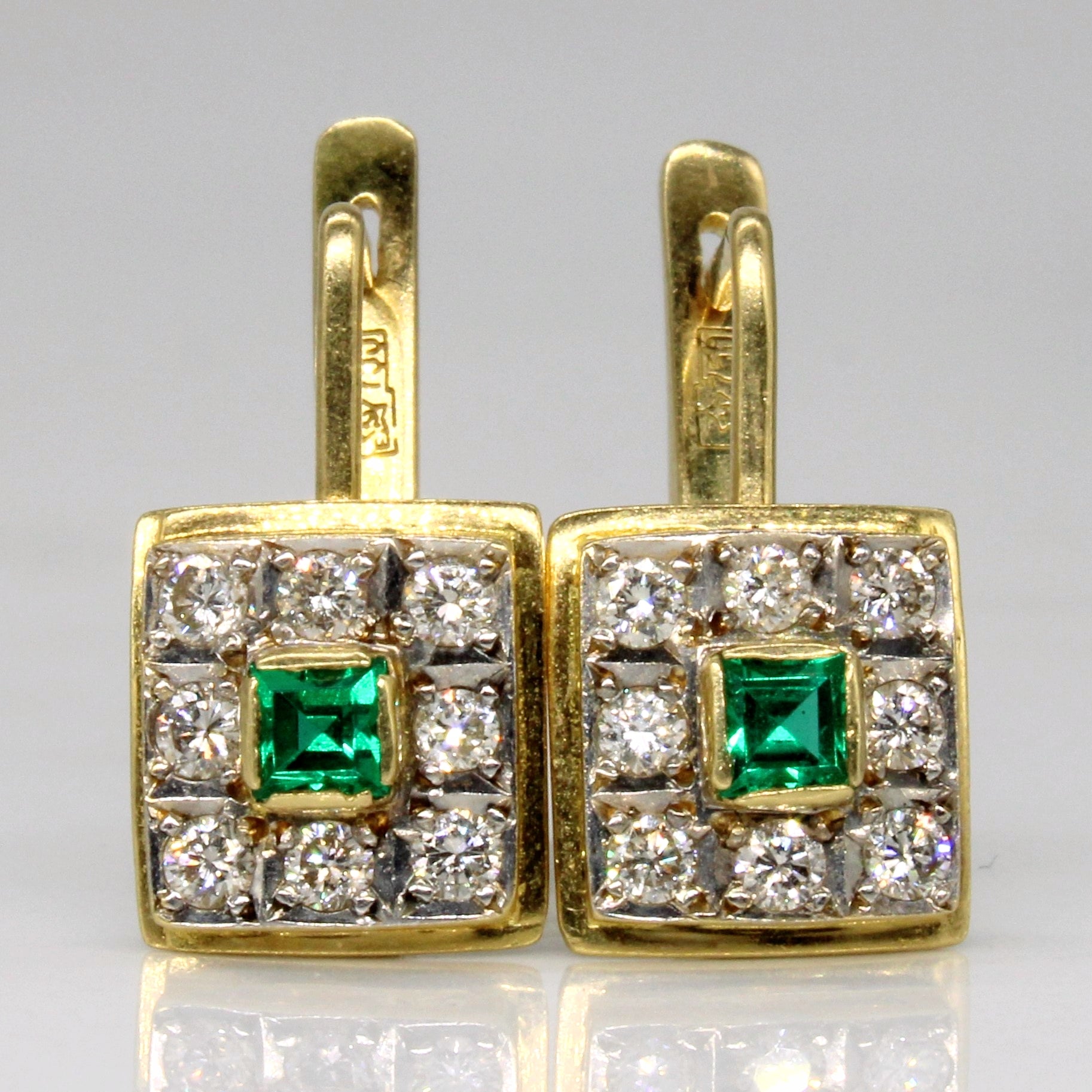 Diamond & Synthetic Emerald Earrings | 0.48ctw, 0.30ctw |