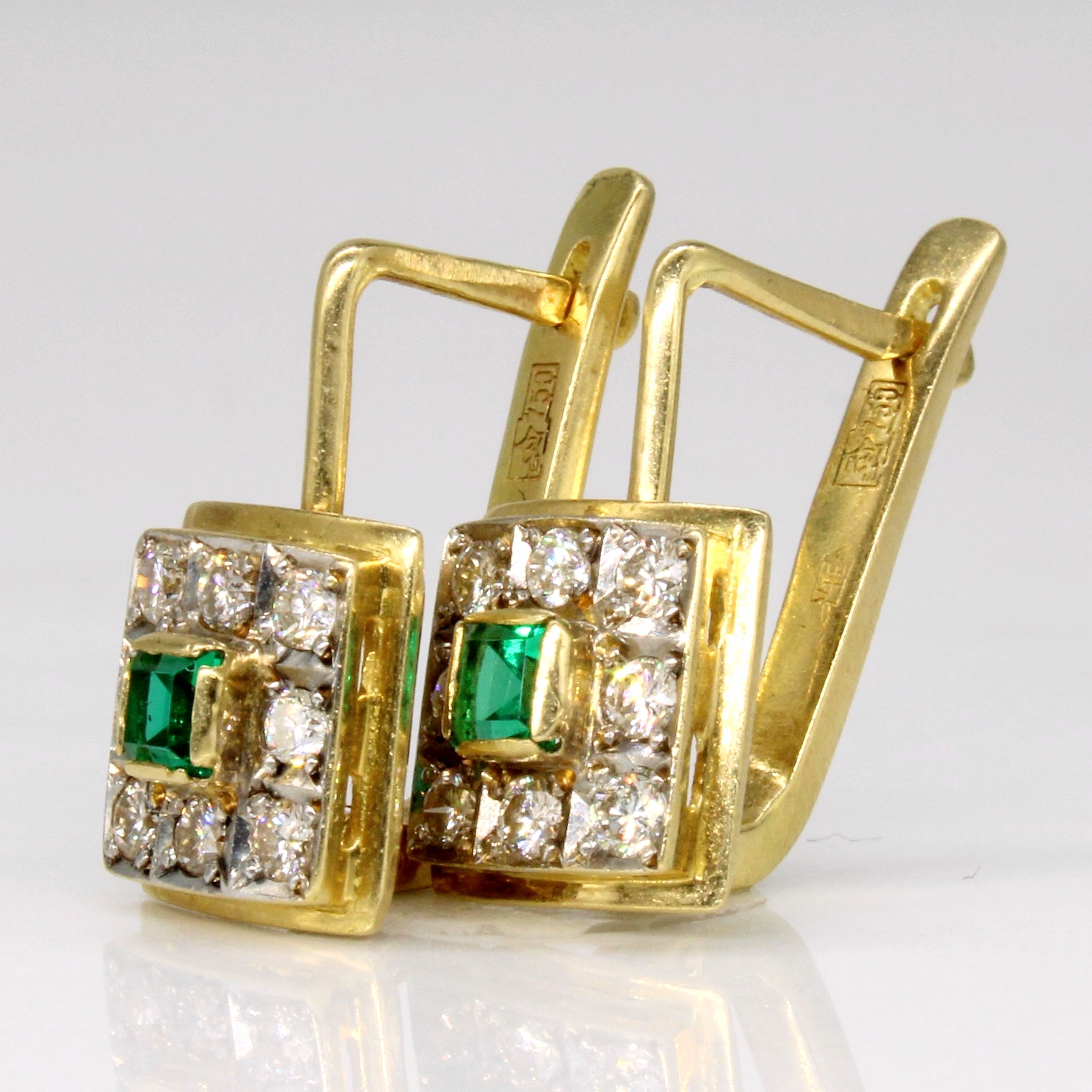 Diamond & Synthetic Emerald Earrings | 0.48ctw, 0.30ctw |