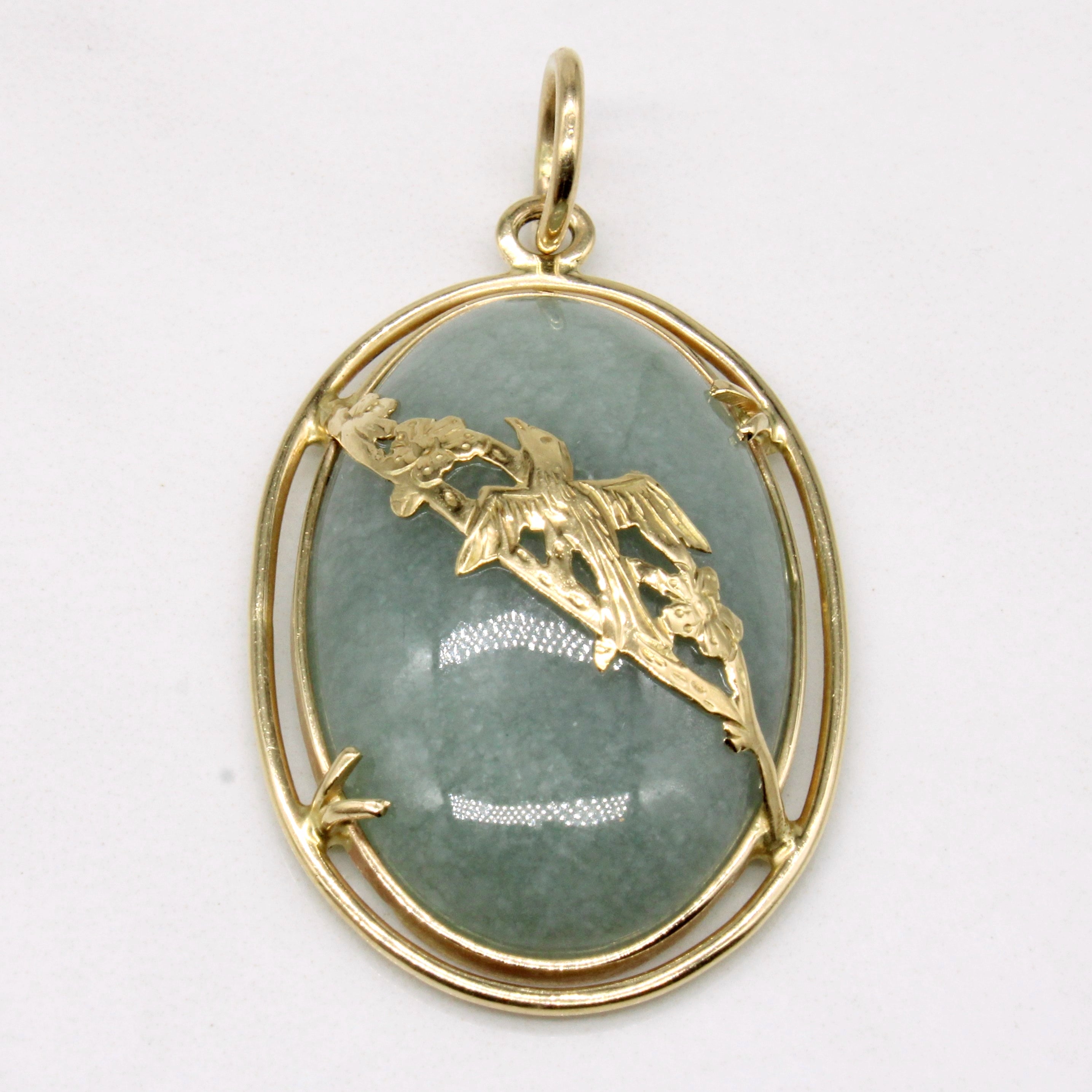 14k Yellow Gold Jade Pendant | 30ct