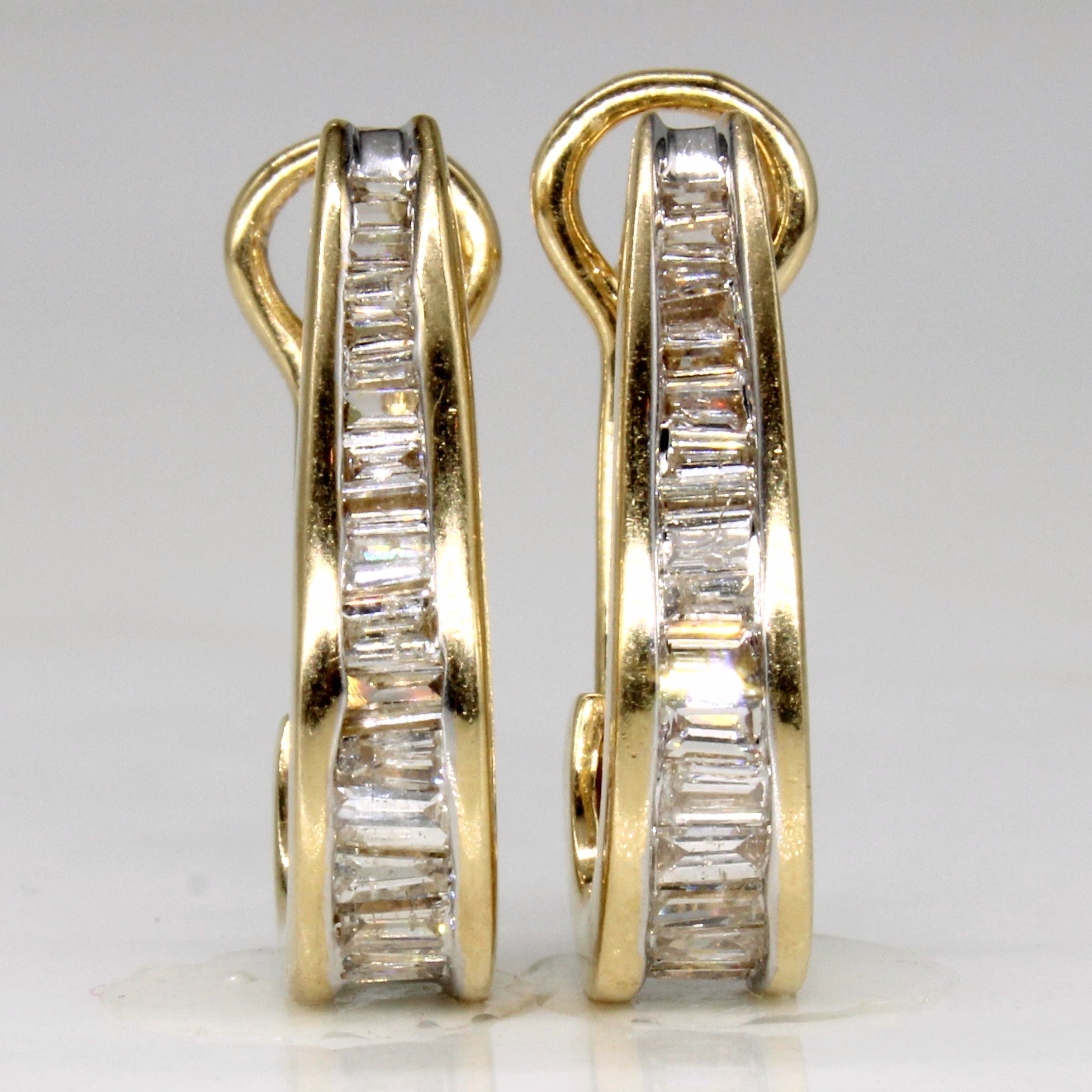 Boucles d'oreilles créoles en diamants taille baguette | 1,00 ct |